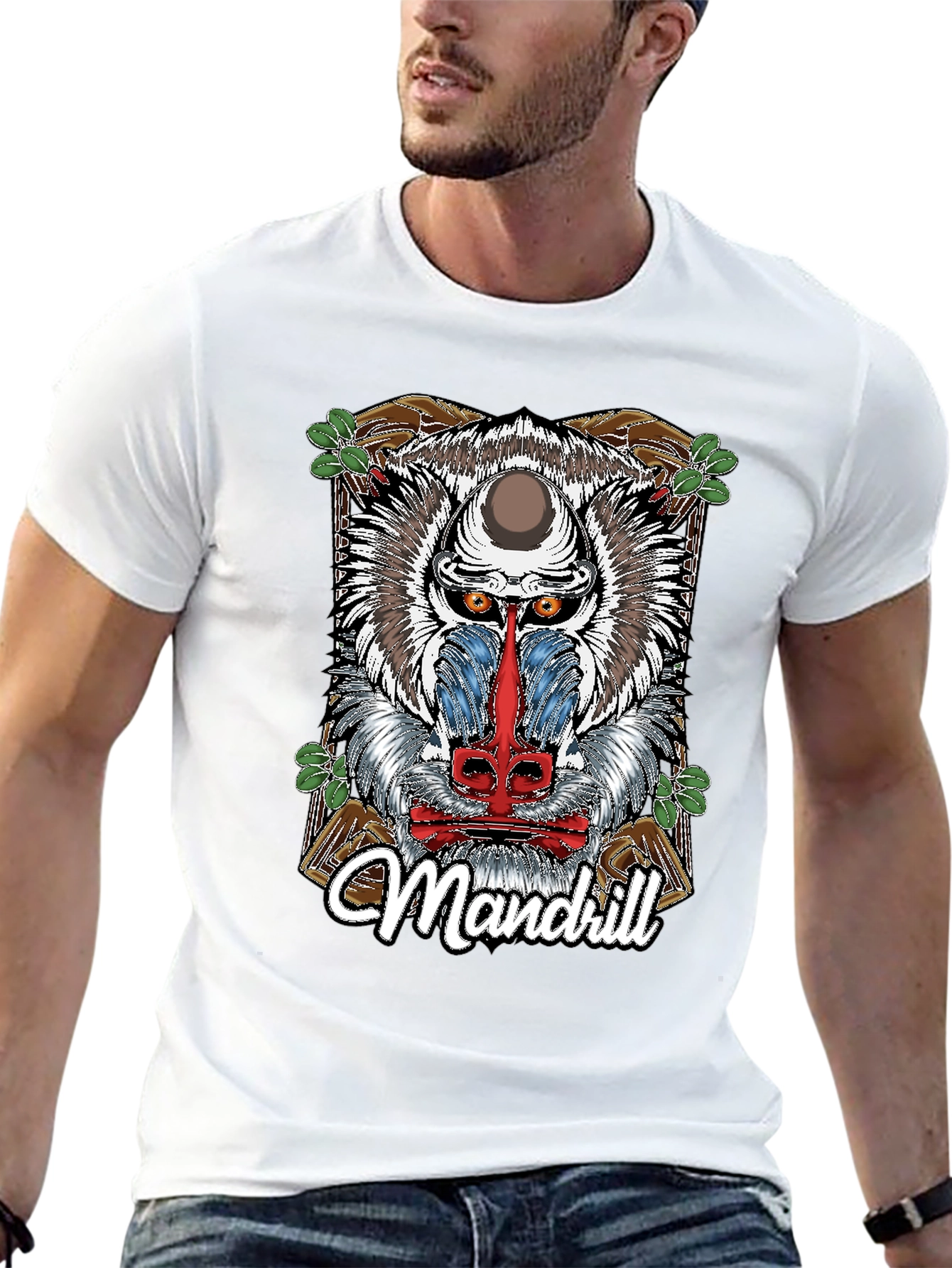 Black Mandrill Graphic Print Black T-Shirt view 13