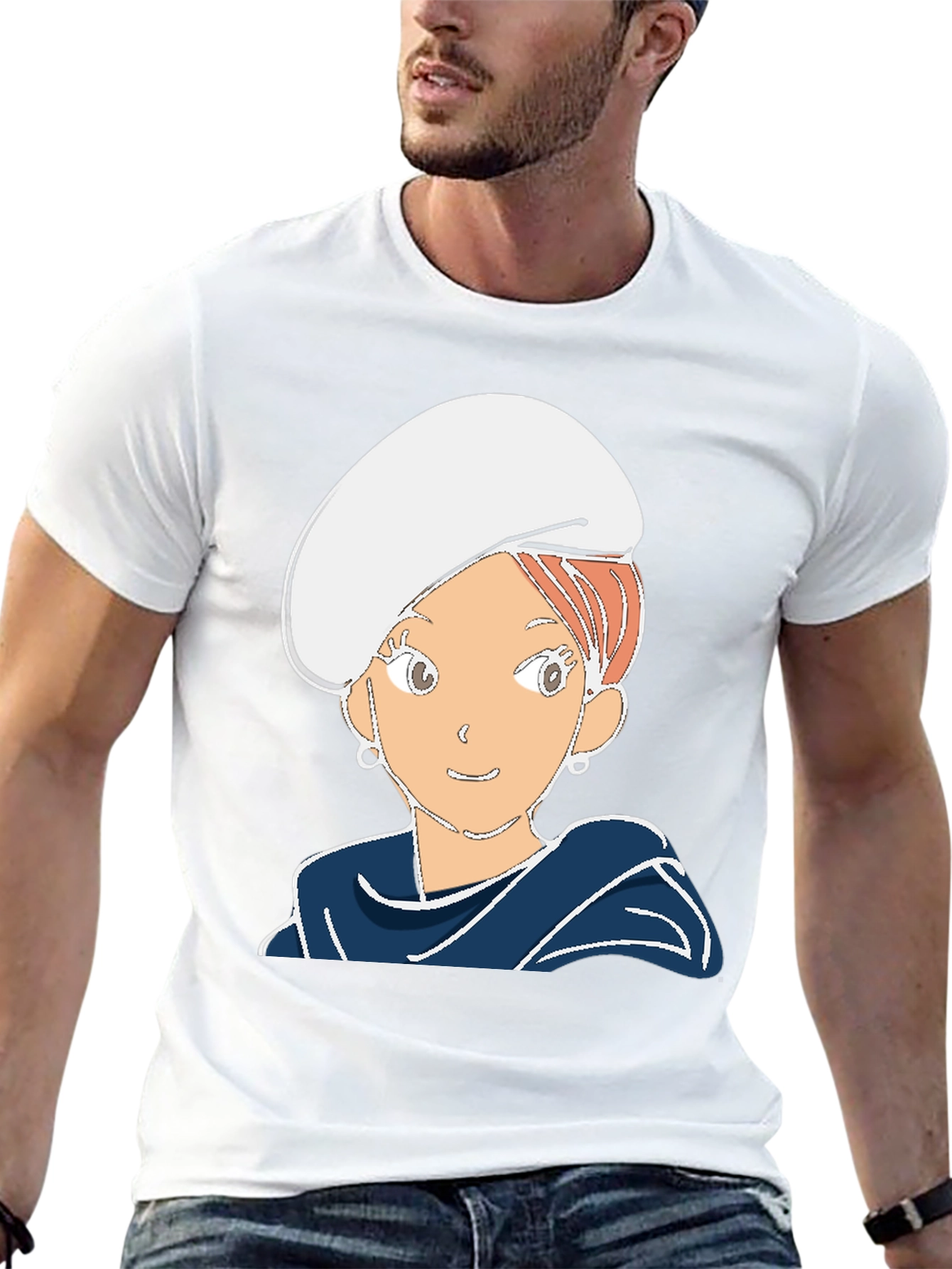 Black Cartoon Girl Graphic Tee - Black Cotton Blend T-Shirt view 13