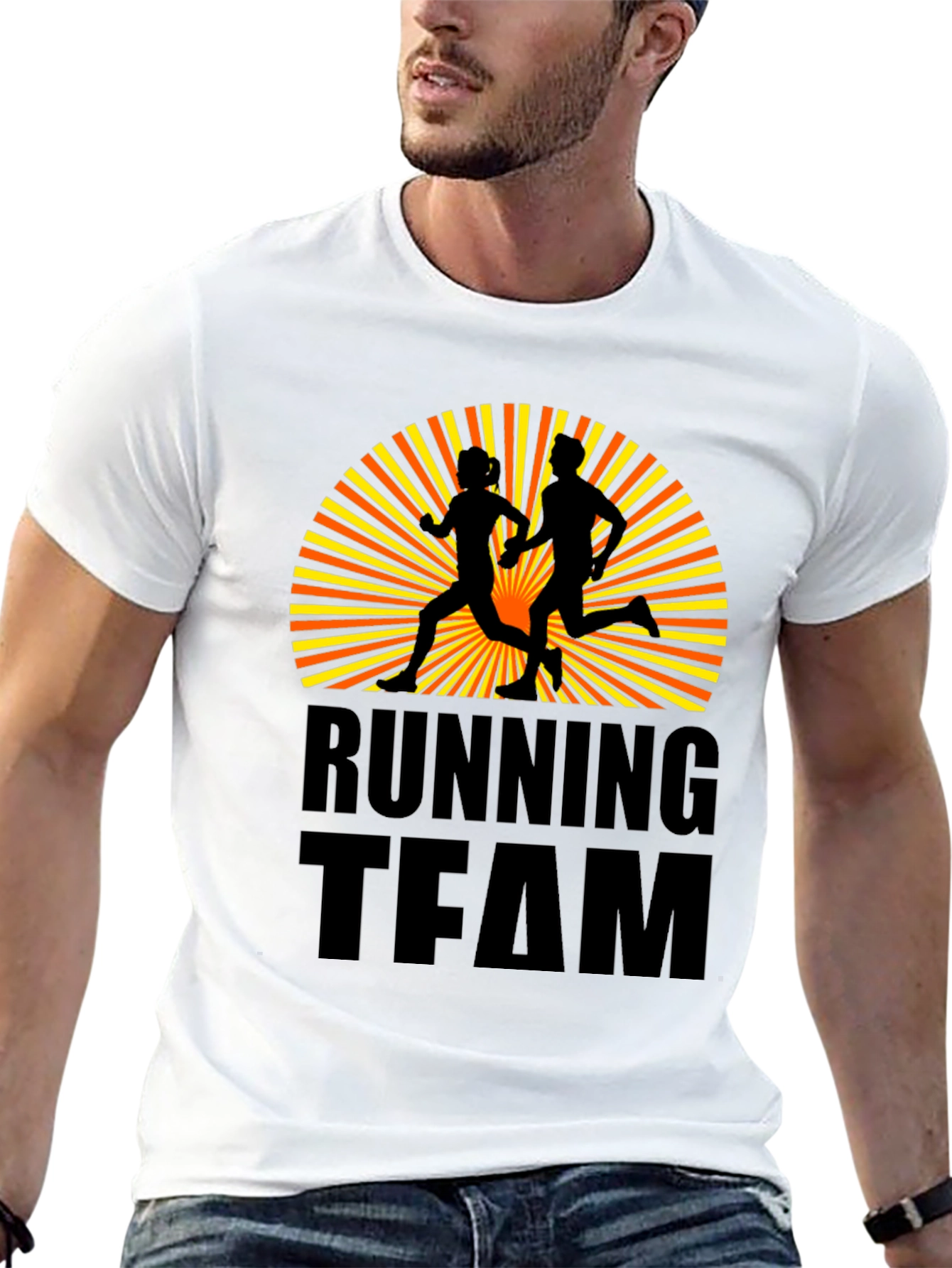 Black Running Team Graphic Tee - Athletic Sport T-Shirt view 13