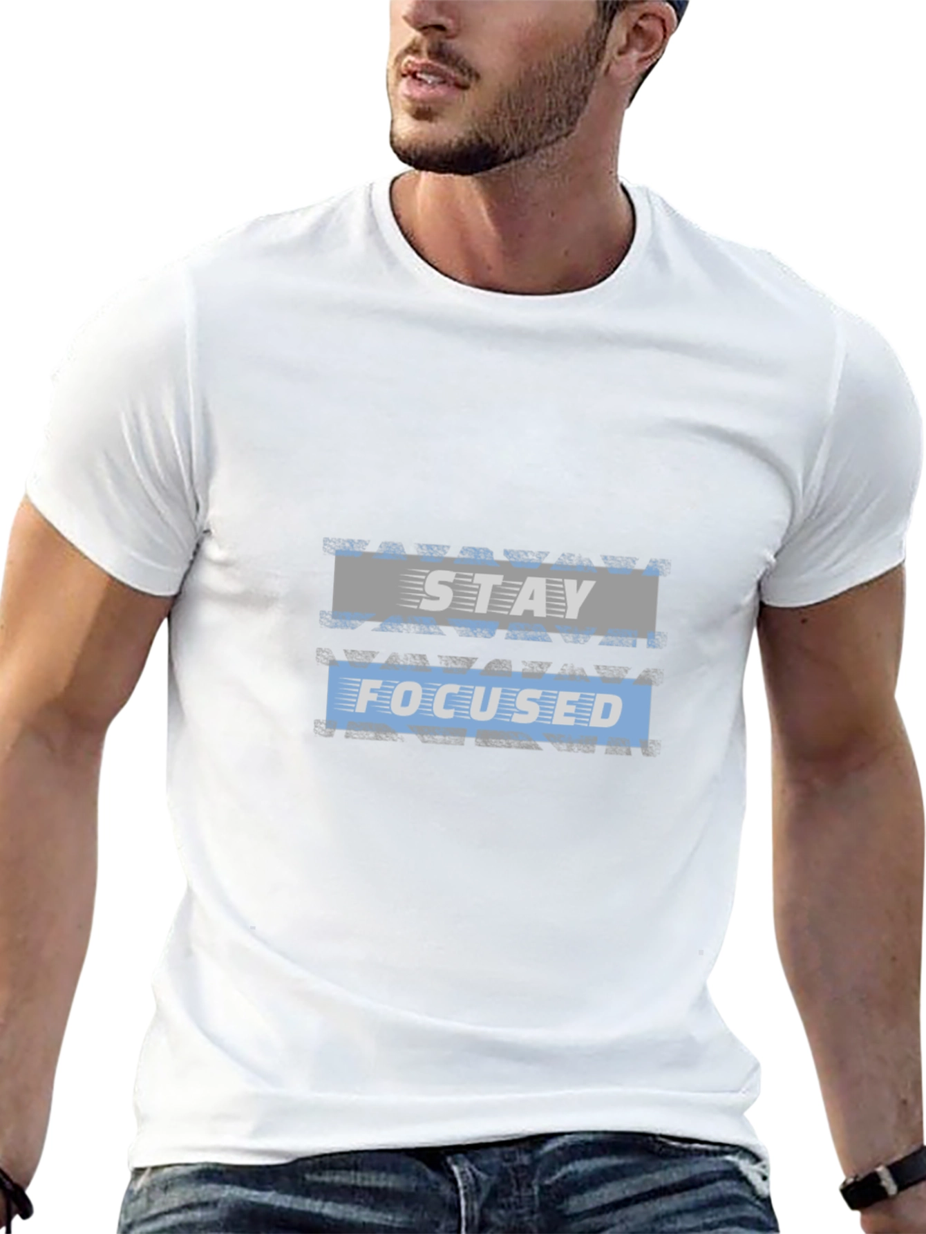 Black Stay Focused Graphic Black T-Shirt view 13
