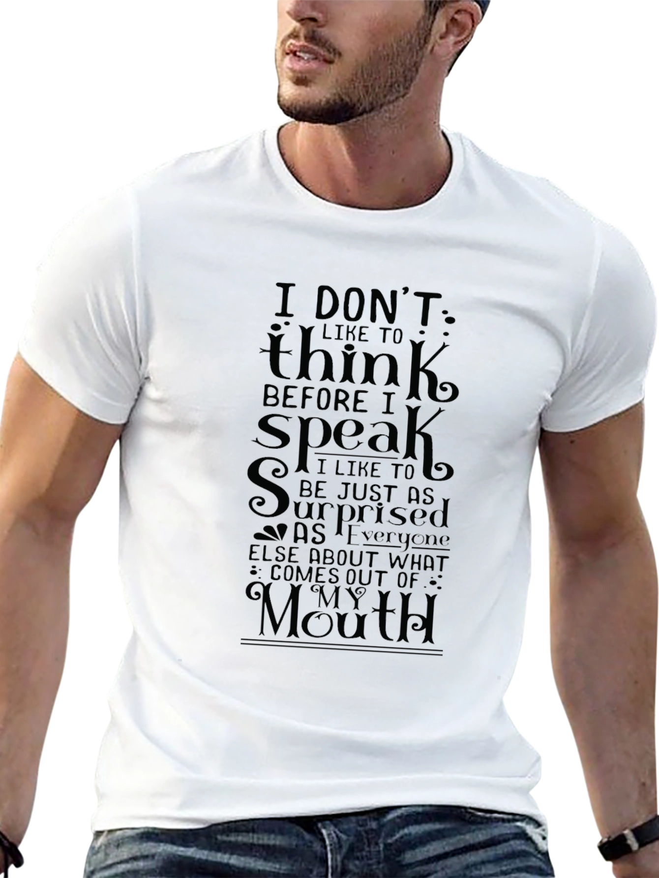 Black Humorous 'I Don't Think' Graphic T-Shirt view 13