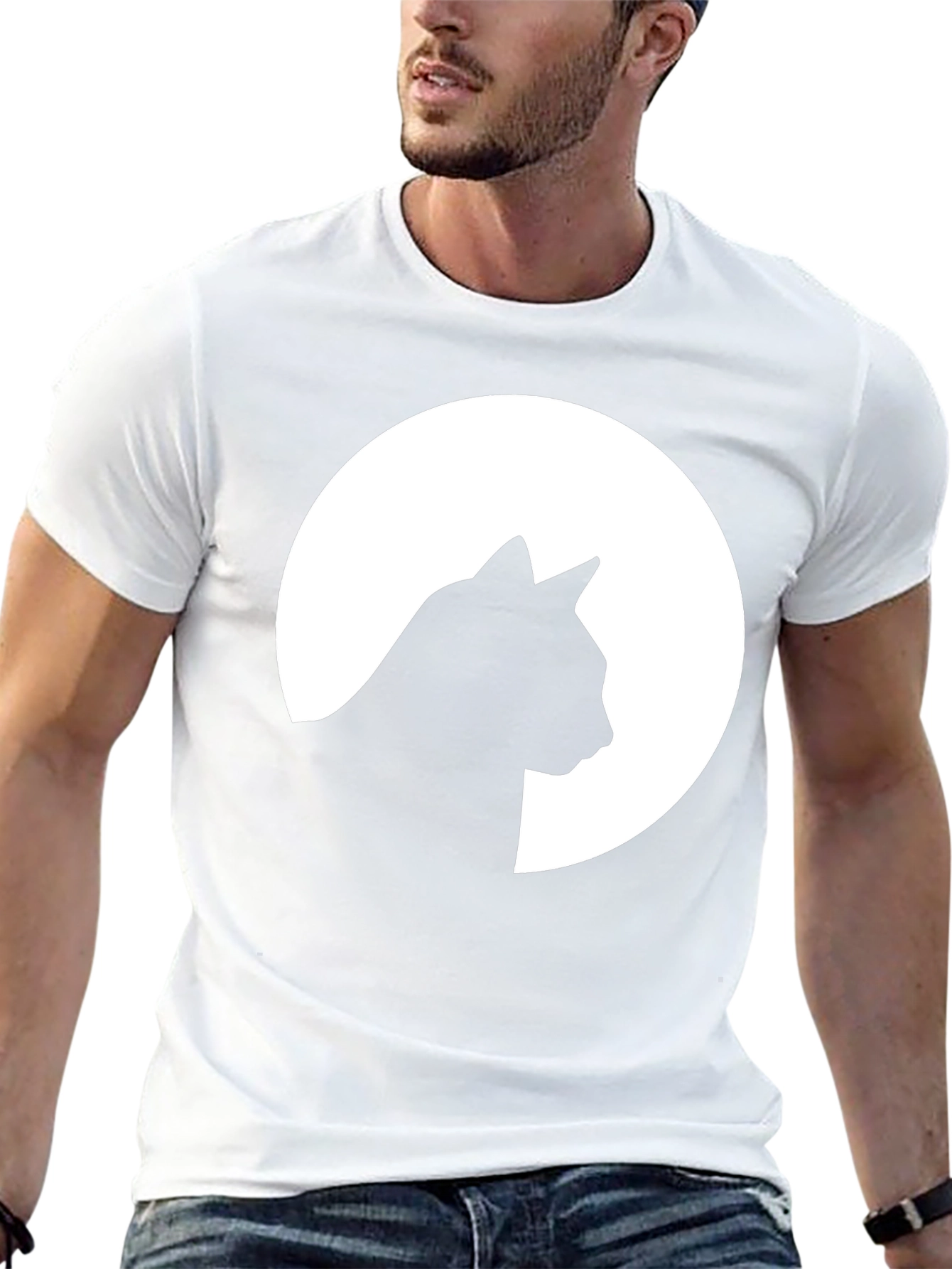 Black Cat Silhouette Moon Graphic T-Shirt - Unisex view 13