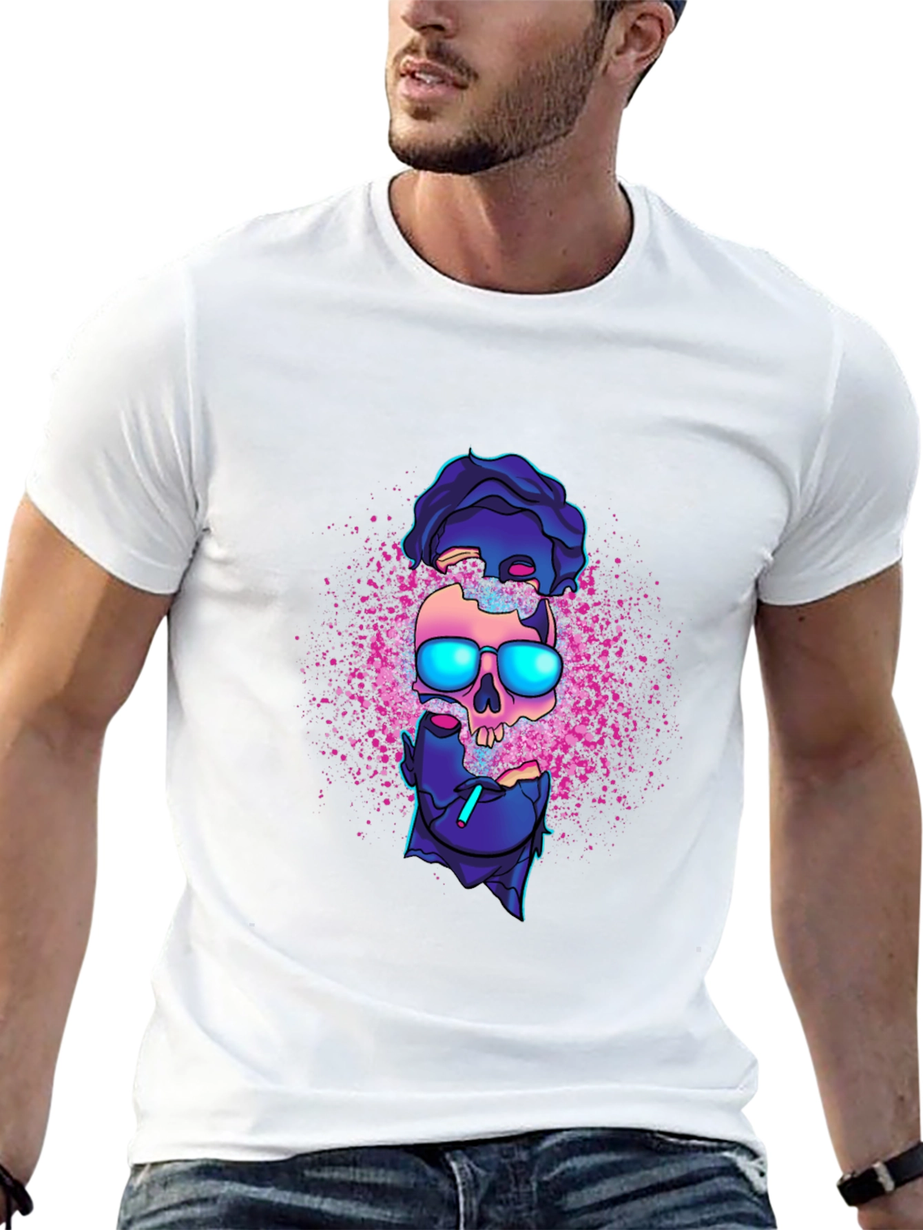 Black Cool Skull Graphic Tee - Edgy Style view 13