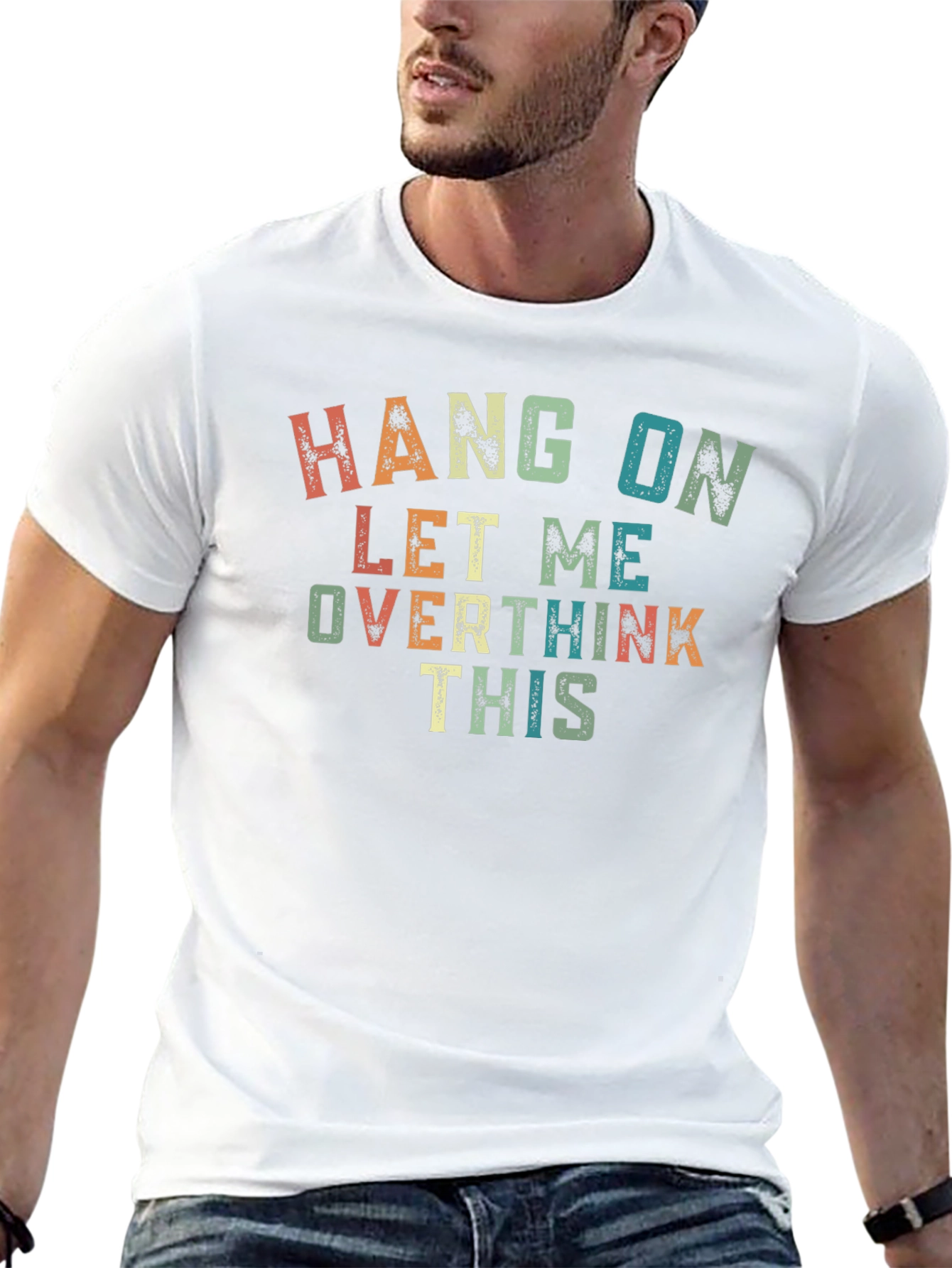 Black Overthinker Graphic T-Shirt - Funny Casual Tee view 13