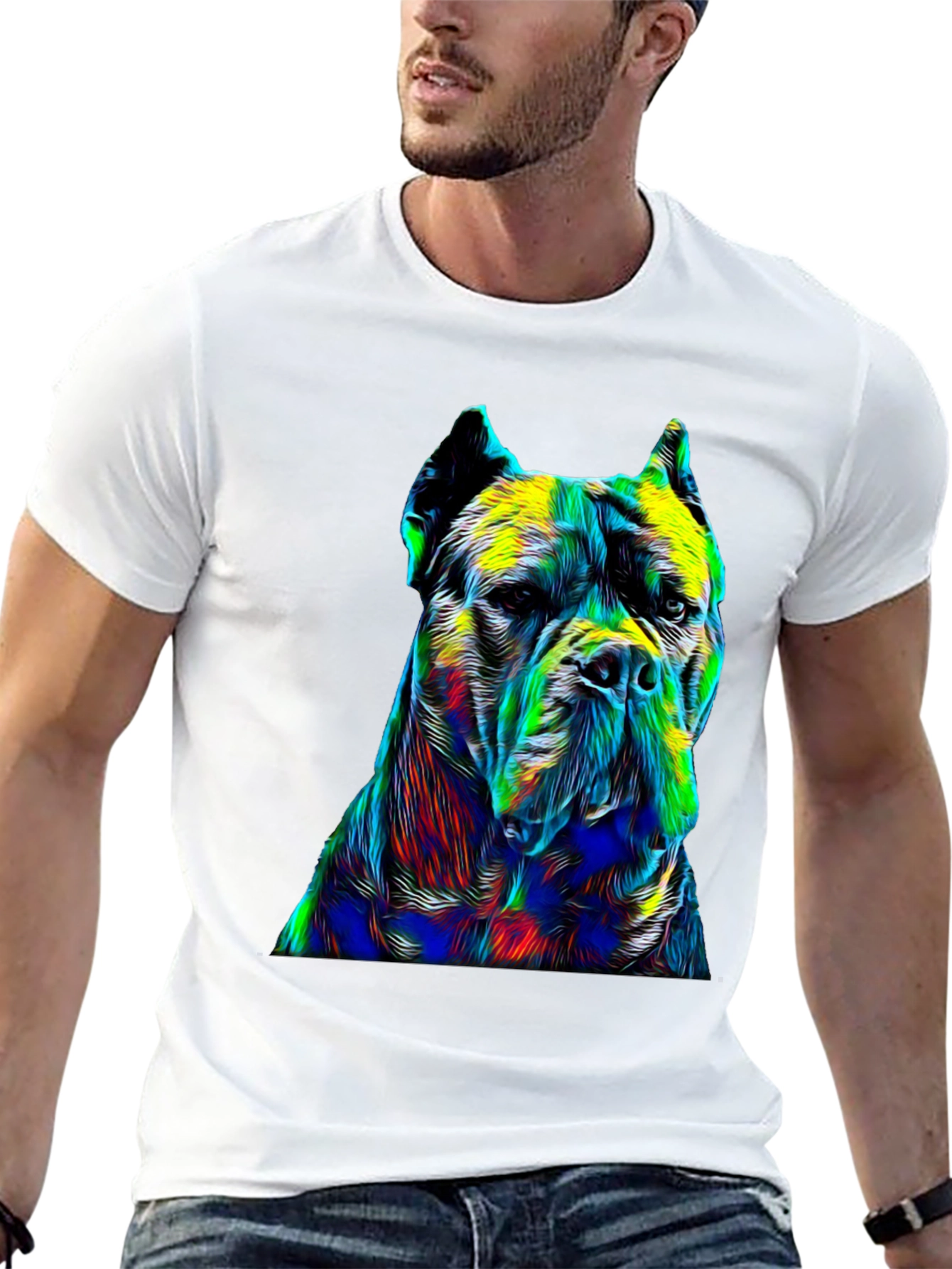 Black Abstract Dog Print Black T-Shirt view 13