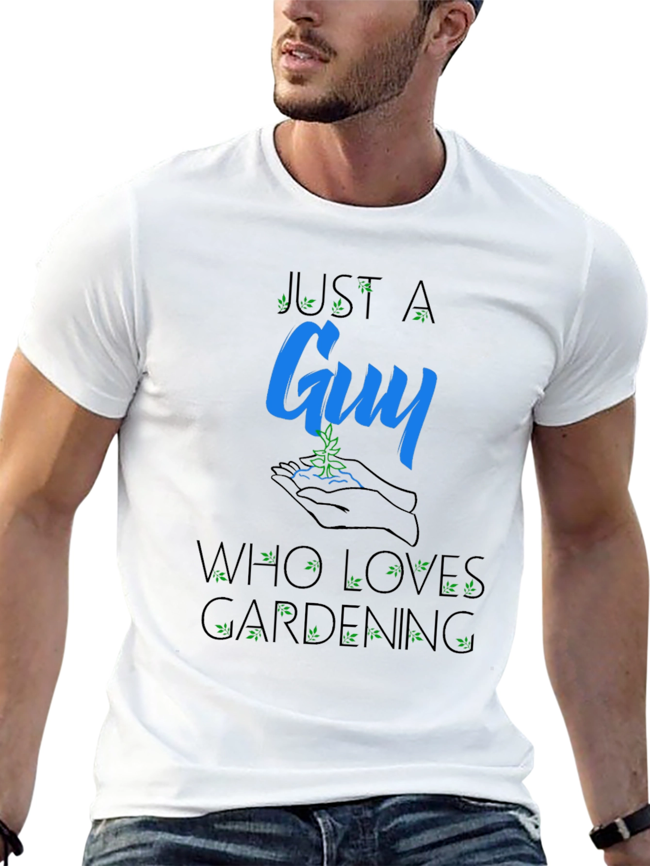Black Just a Guy Who Loves Gardening T-Shirt view 13