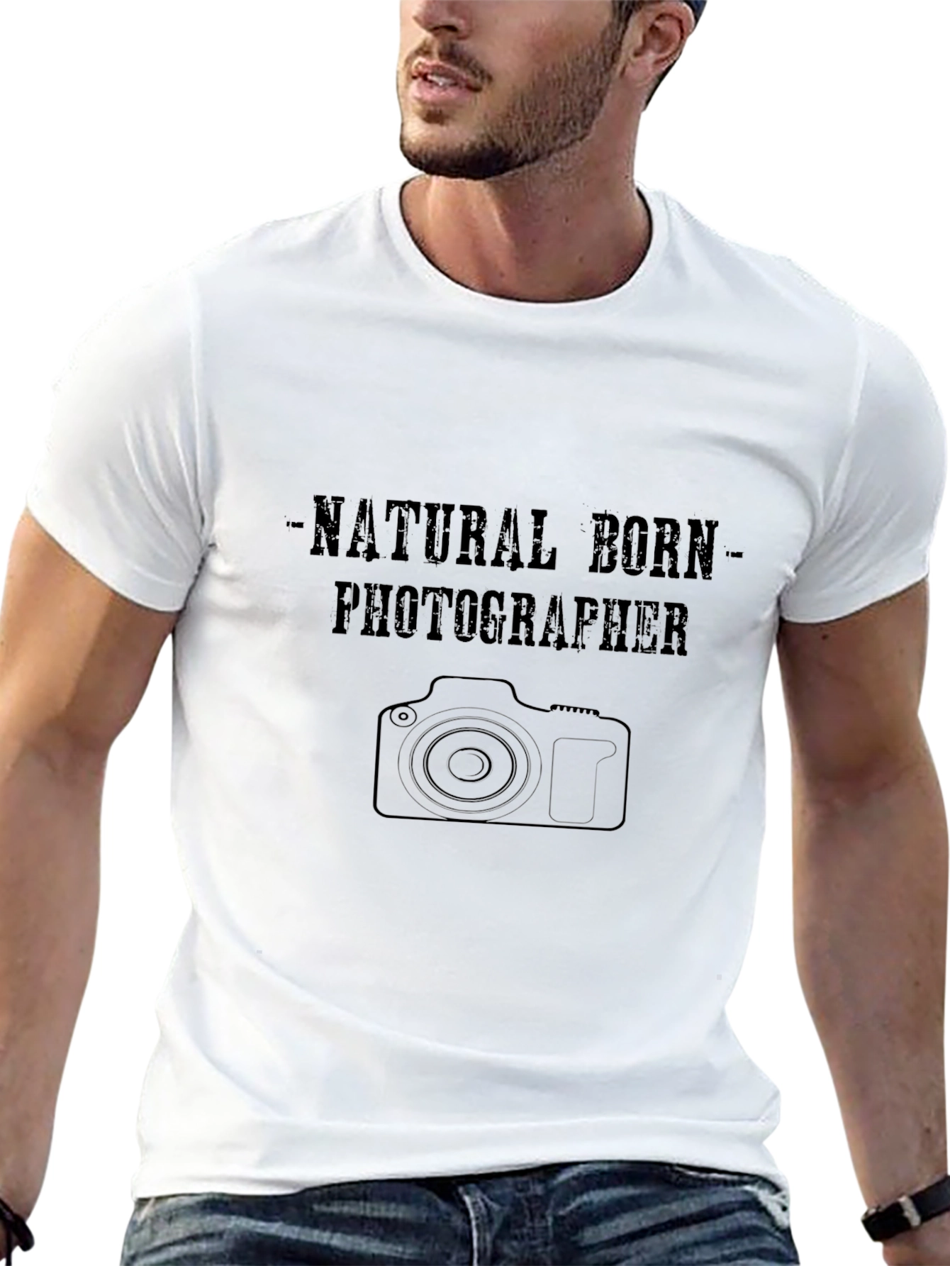 Black Natural Born Photographer T-Shirt view 13