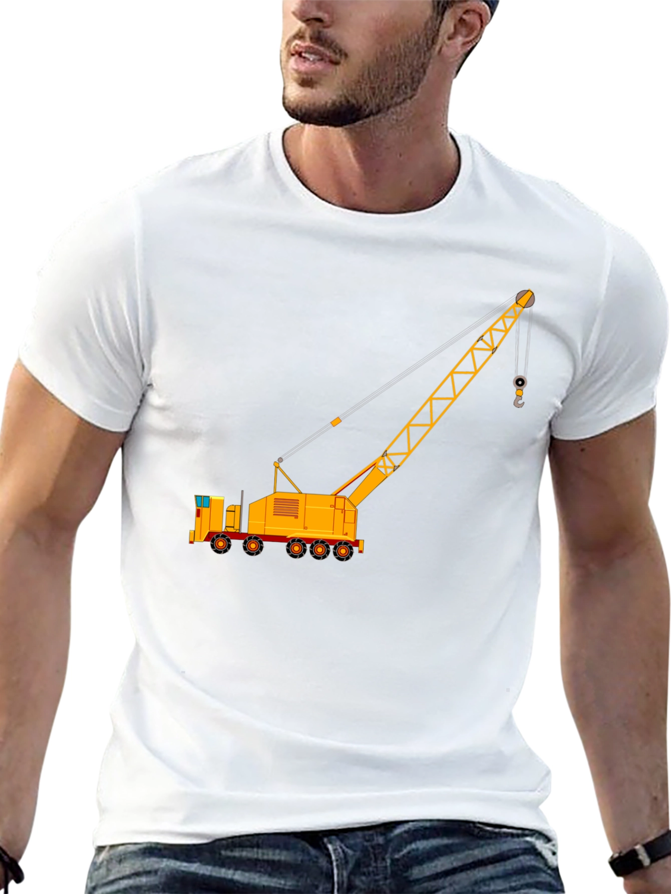 Black Construction Crane Graphic T-Shirt view 13