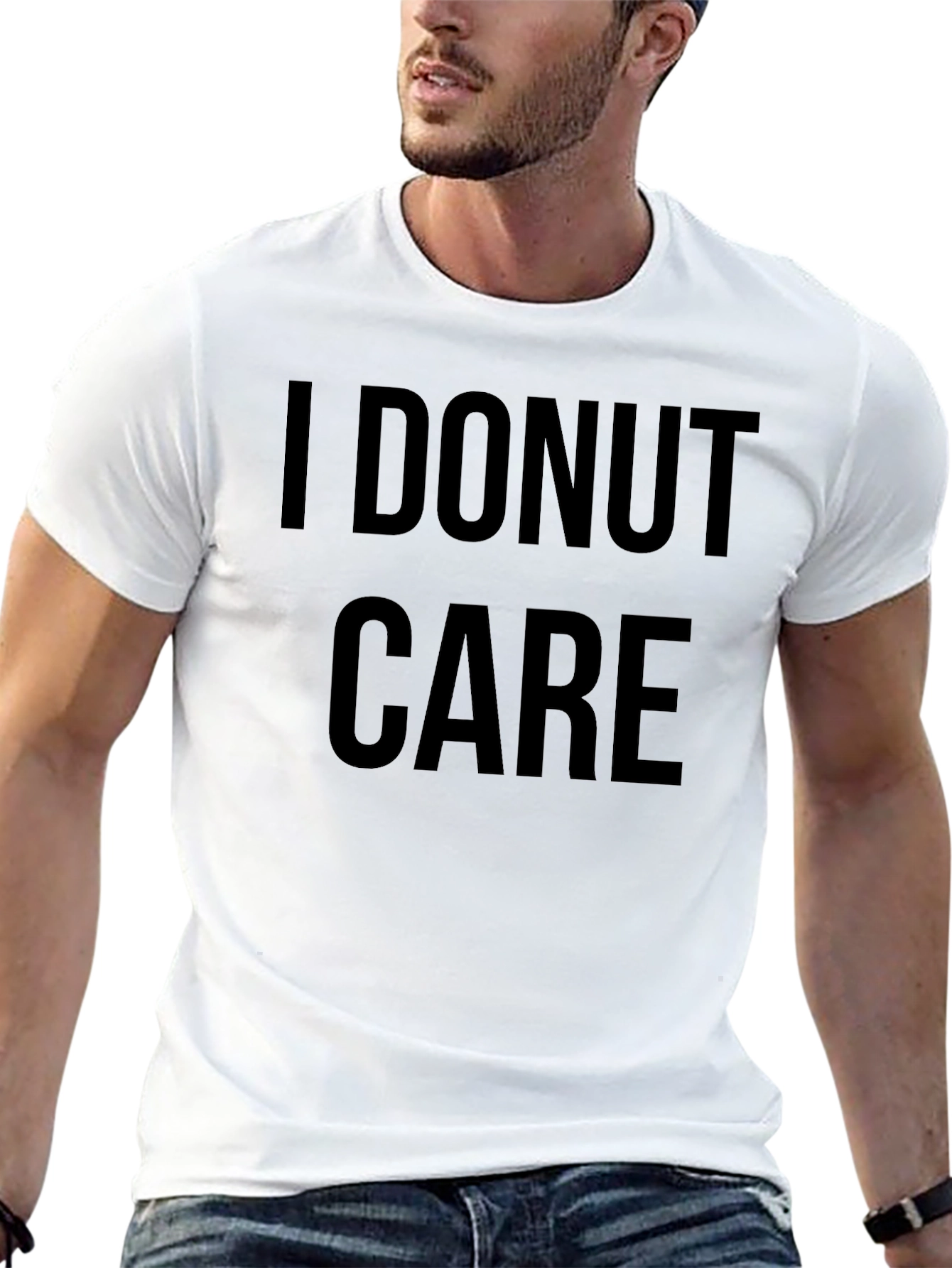 Black I Donut Care Black T-Shirt - Funny Casual Tee view 13