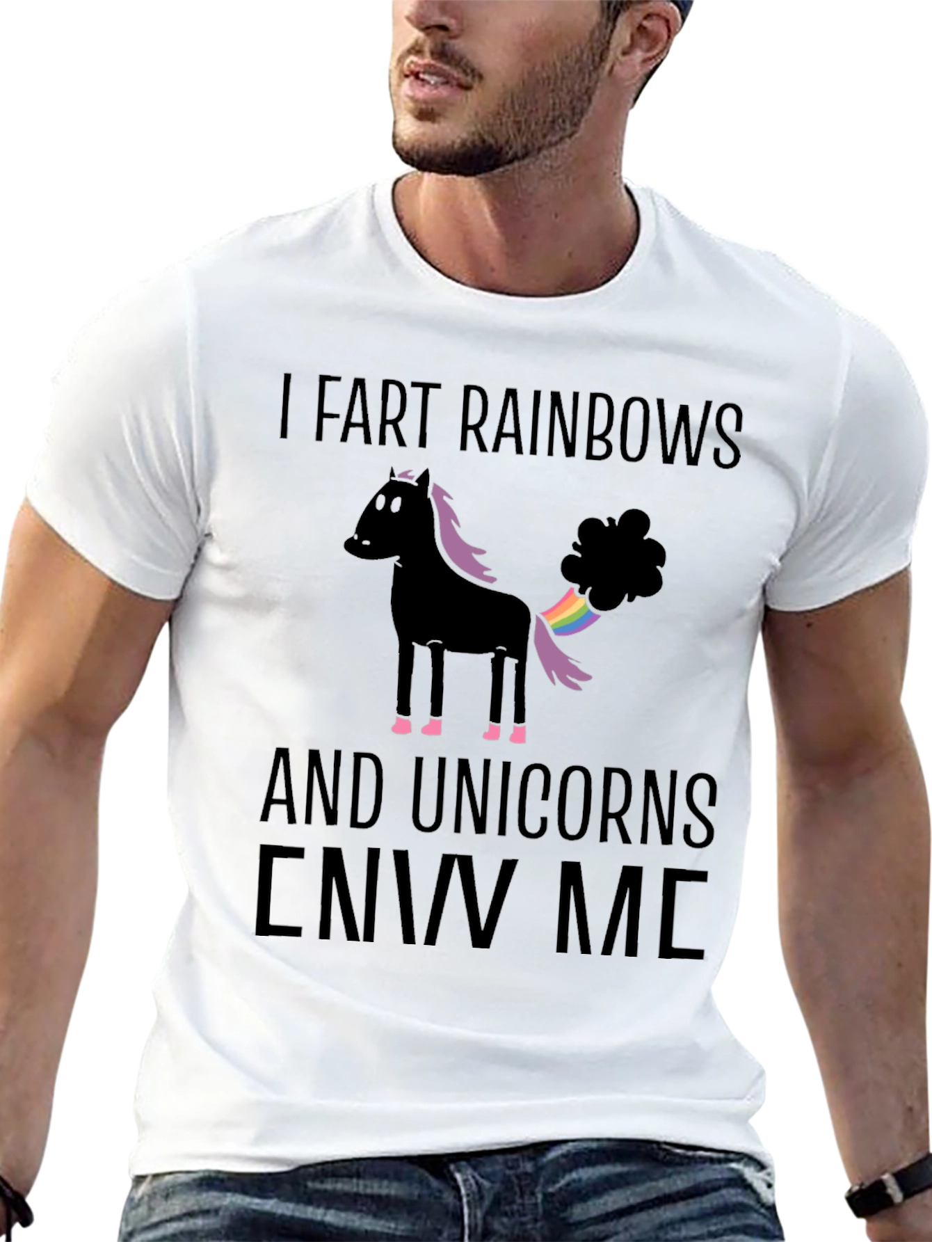 Black I Fart Rainbows Funny Graphic T-Shirt view 13
