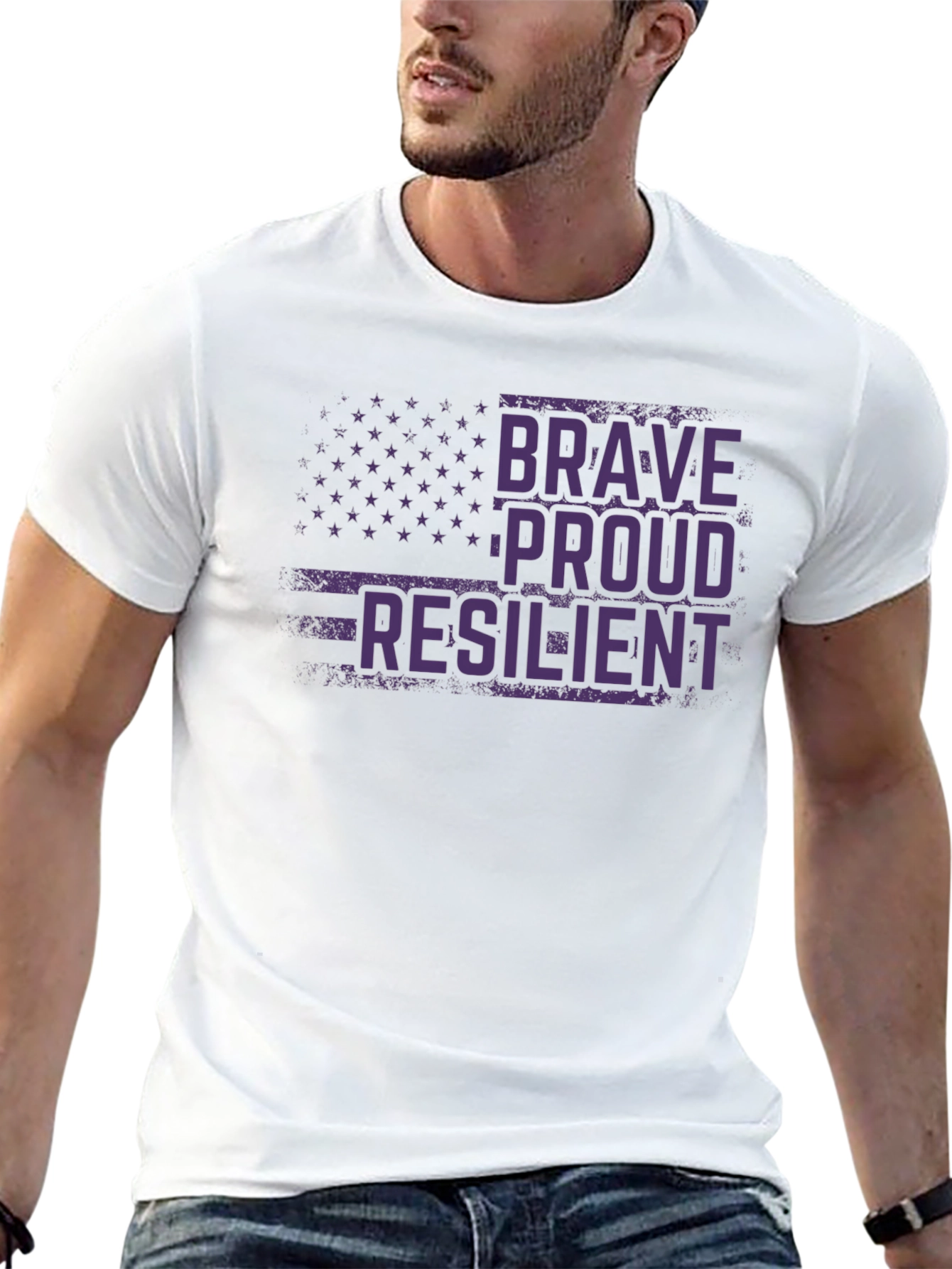 Black Brave, Proud, Resilient Graphic T-Shirt view 13