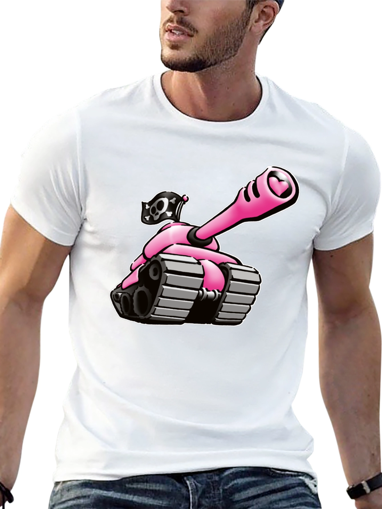 Black Pink Tank T-Shirt - Heart Cannon Pirate Tee view 13