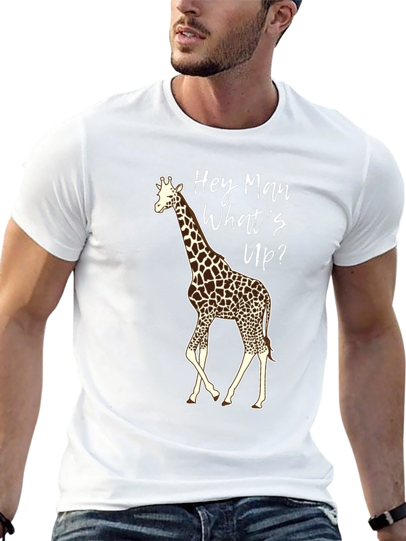 Black Hey Man Giraffe Graphic Tee view 13