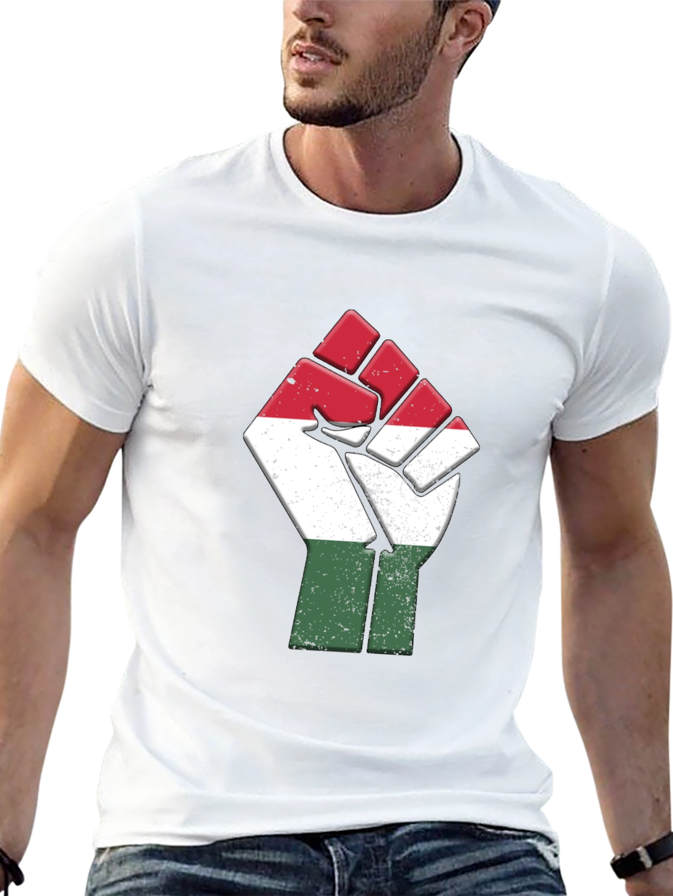 Black Hungarian Flag Fist T-Shirt - Solidarity Tee view 13