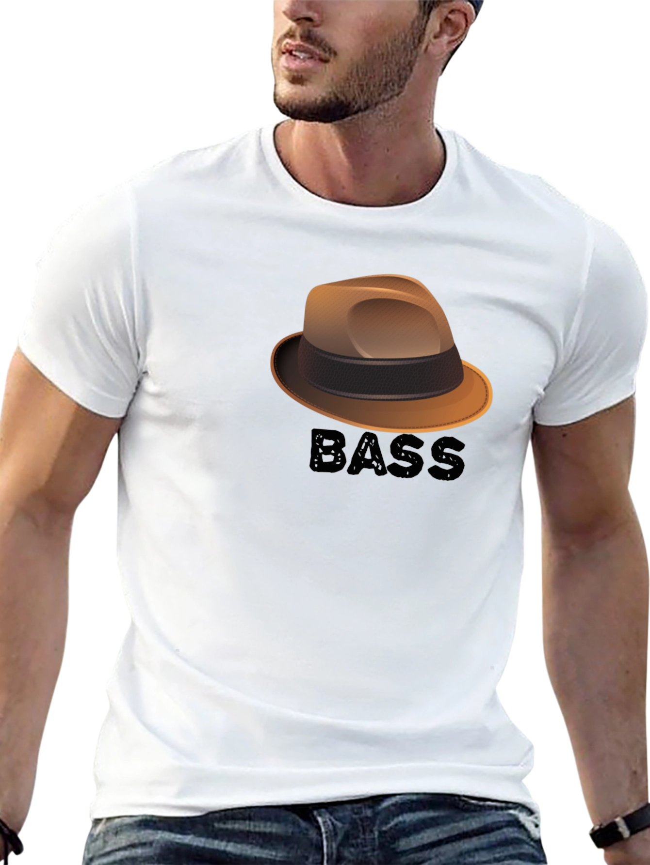 Black Bass Hat Graphic T-Shirt - Cool Music Lover Tee view 13