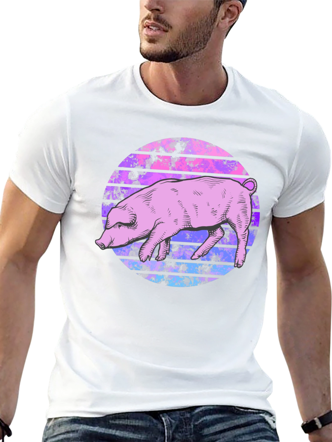 Black Retro Pig Graphic Tee - Unique Style view 13