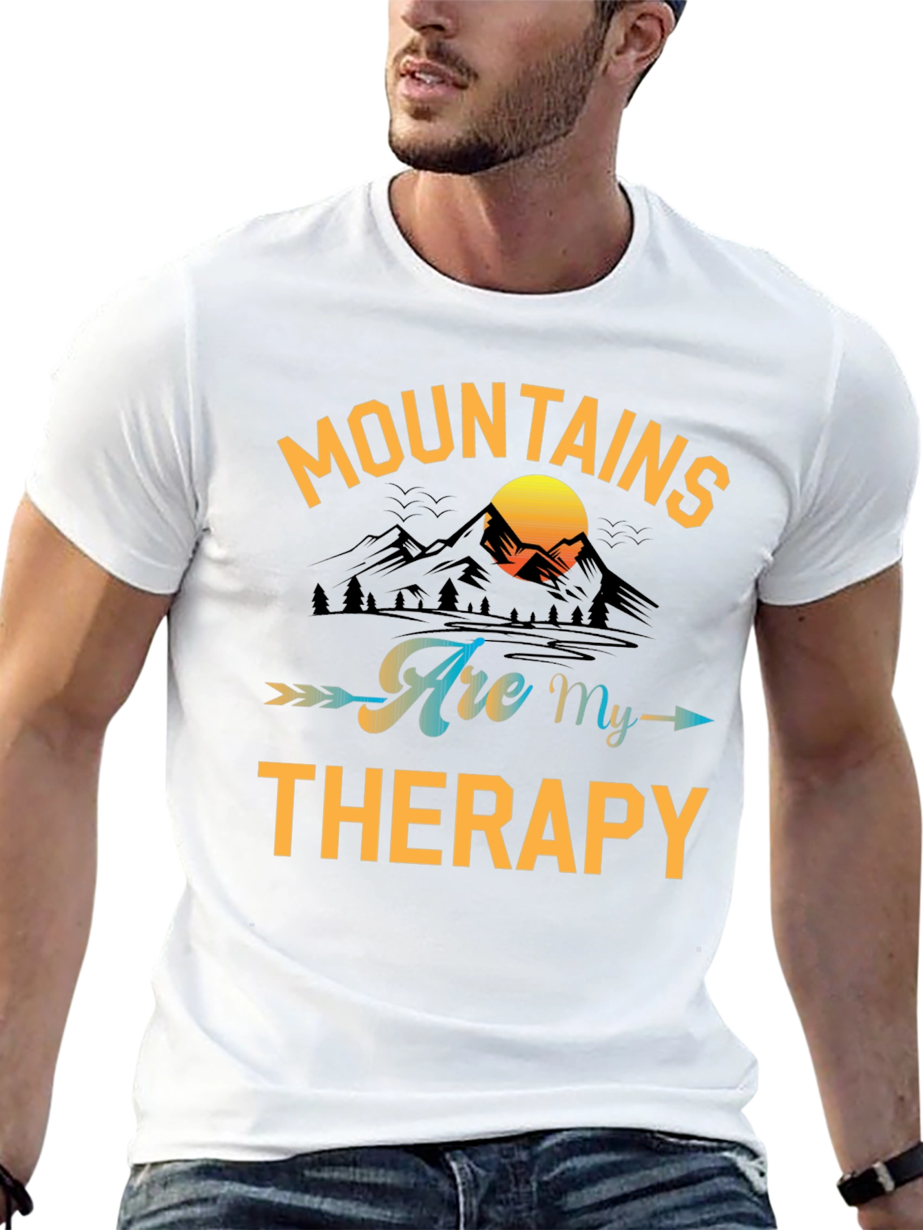 Black Mountains Are My Therapy Black Graphic Tee view 13