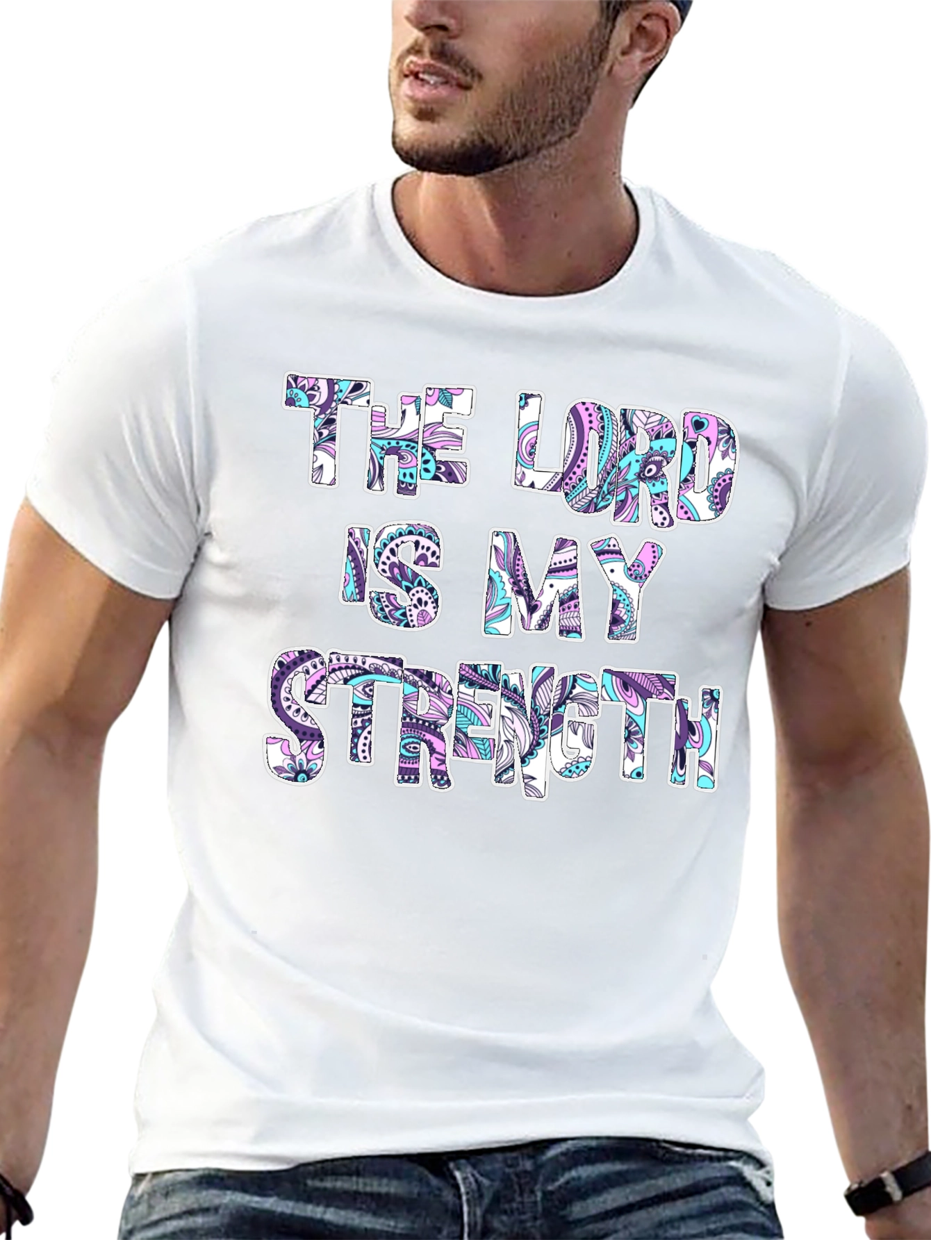 Black The Lord Is My Strength Graphic T-Shirt view 13