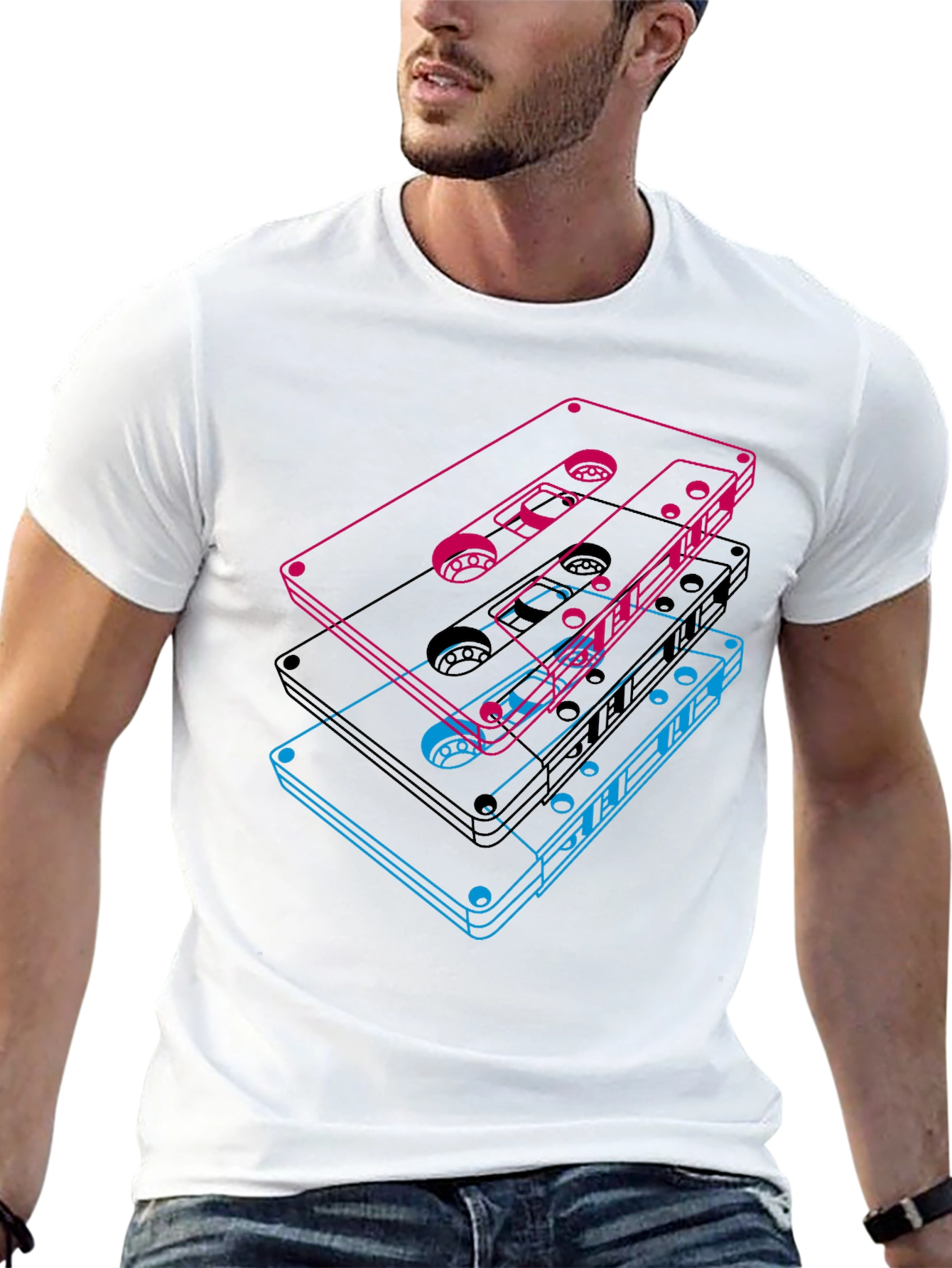 Black Retro Cassette Tape Graphic T-Shirt view 13