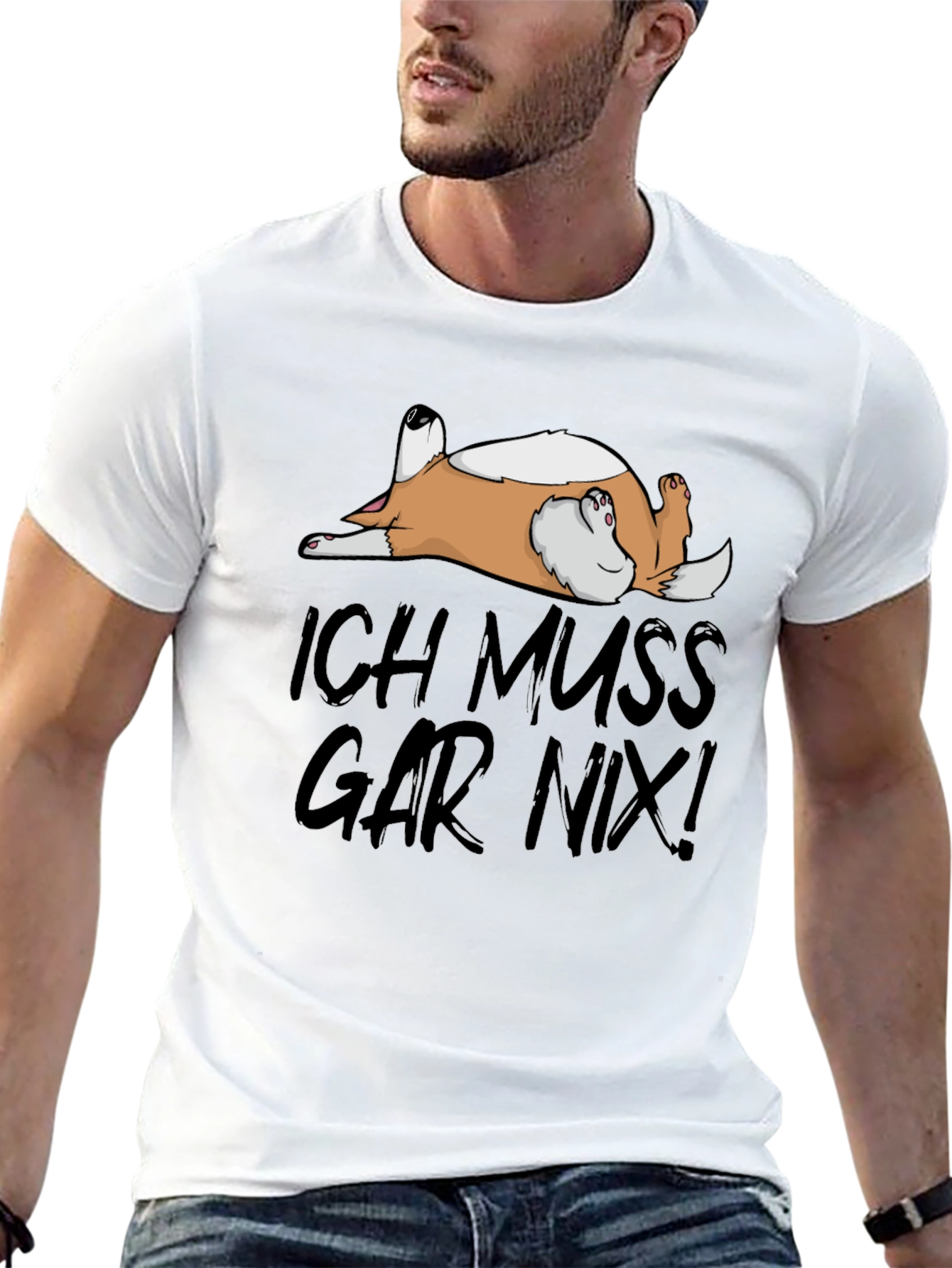 Black Ich Muss Gar Nix! Dog T-Shirt - Relaxed Comfort view 13