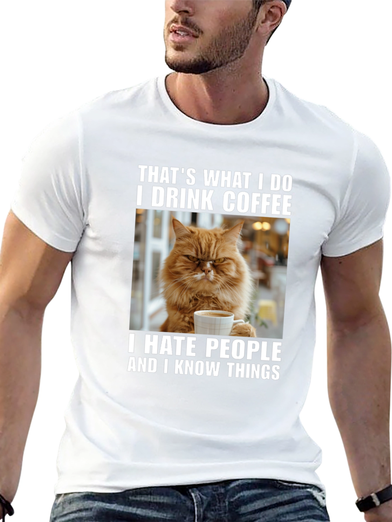 Black Coffee Cat T-Shirt - "I Drink Coffee & Hate People" view 13