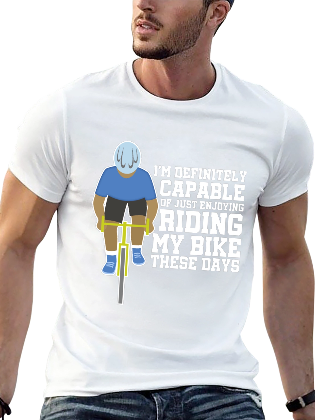 Black Funny Cycling T-Shirt - Riding My Bike These Days view 13