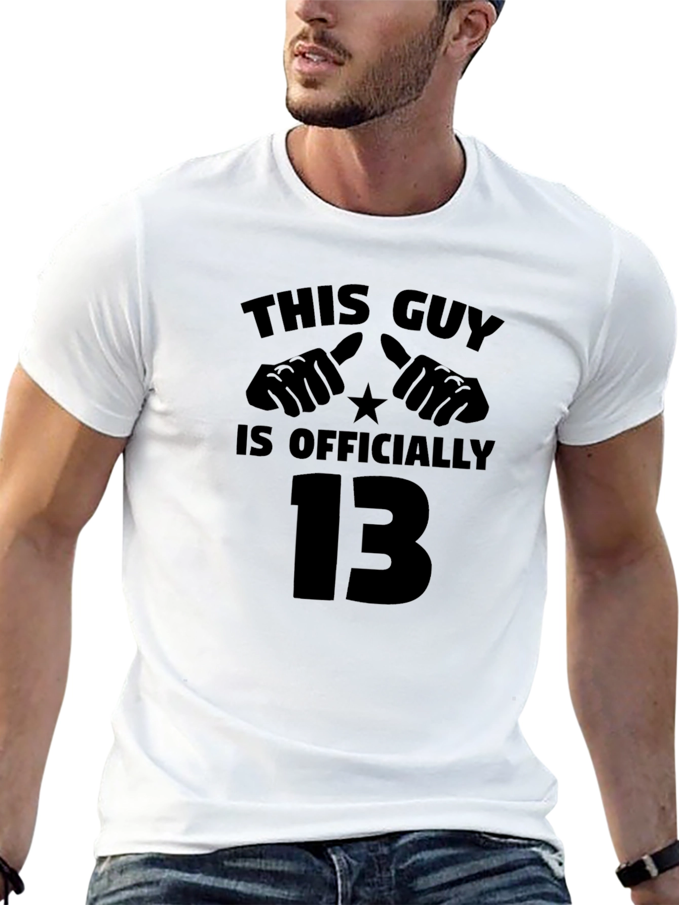 Black Officially 13 T-Shirt | Funny Thirteenth Birthday Tee view 13