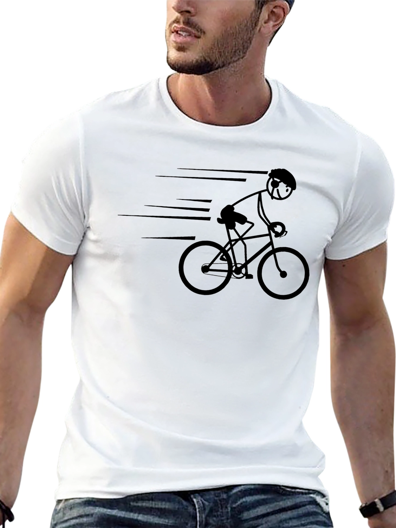 Black Cyclist Graphic Tee - Black Cotton T-Shirt view 13