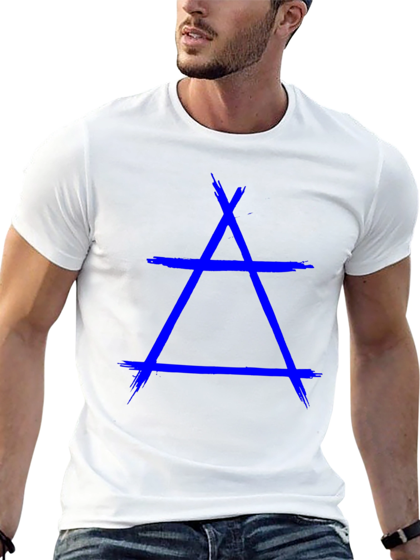 Black Geometric T-Shirt - Abstract Triangle Design view 13