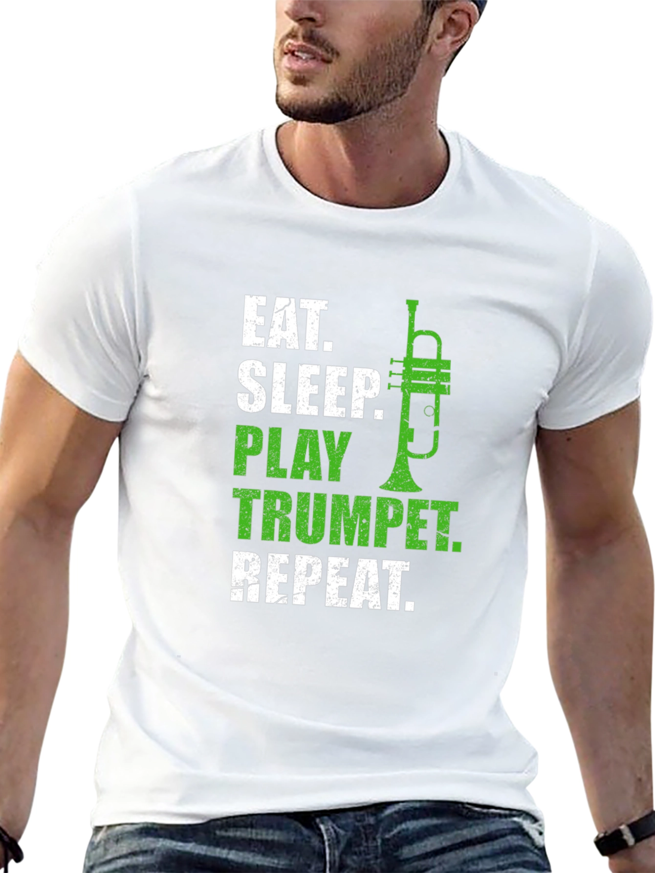 Black Eat Sleep Play Trumpet Repeat Black T-Shirt view 13