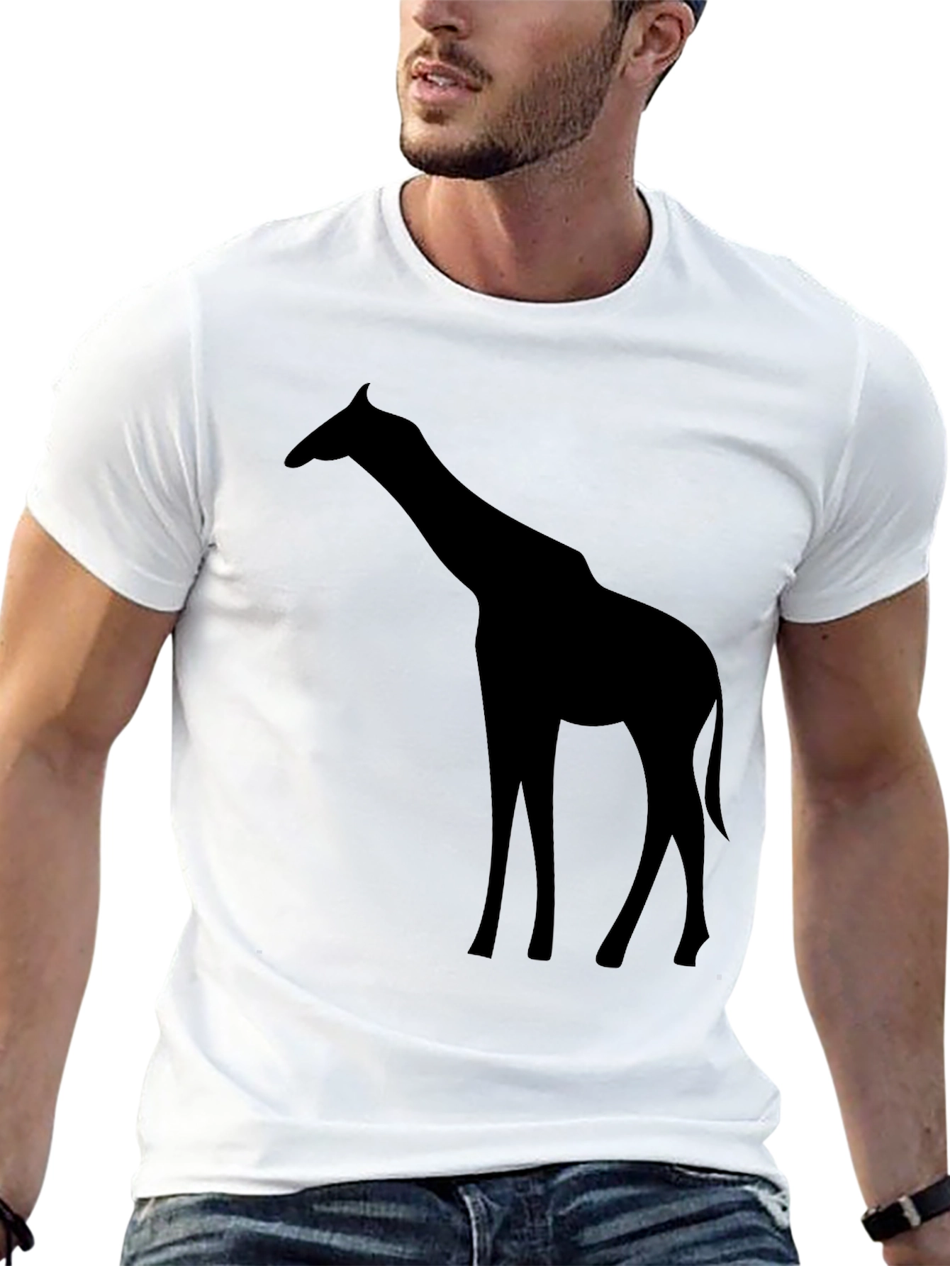 Black Giraffe Silhouette T-Shirt - Black Graphic Tee view 13
