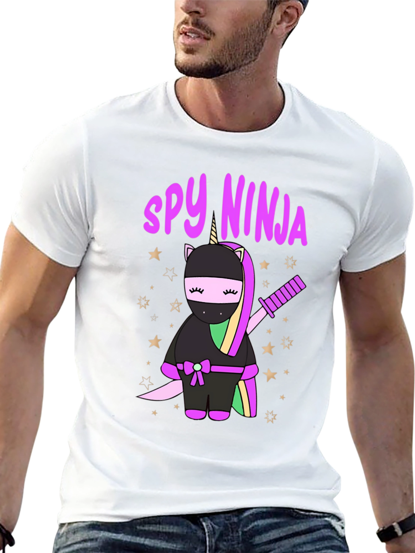 Black Spy Ninja Unicorn Graphic T-Shirt view 13