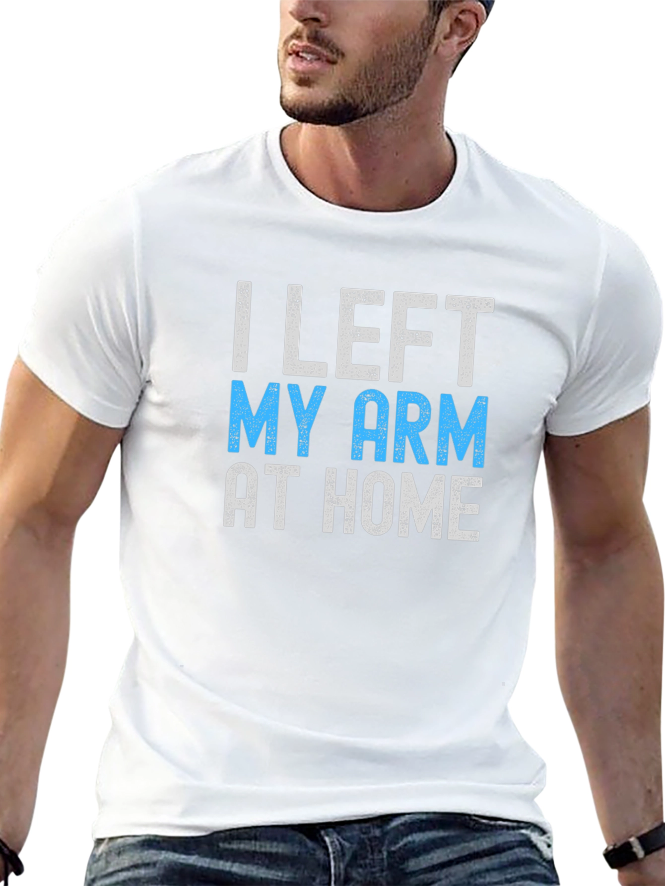 Black Humorous "I Left My Arm At Home" Graphic T-Shirt view 13