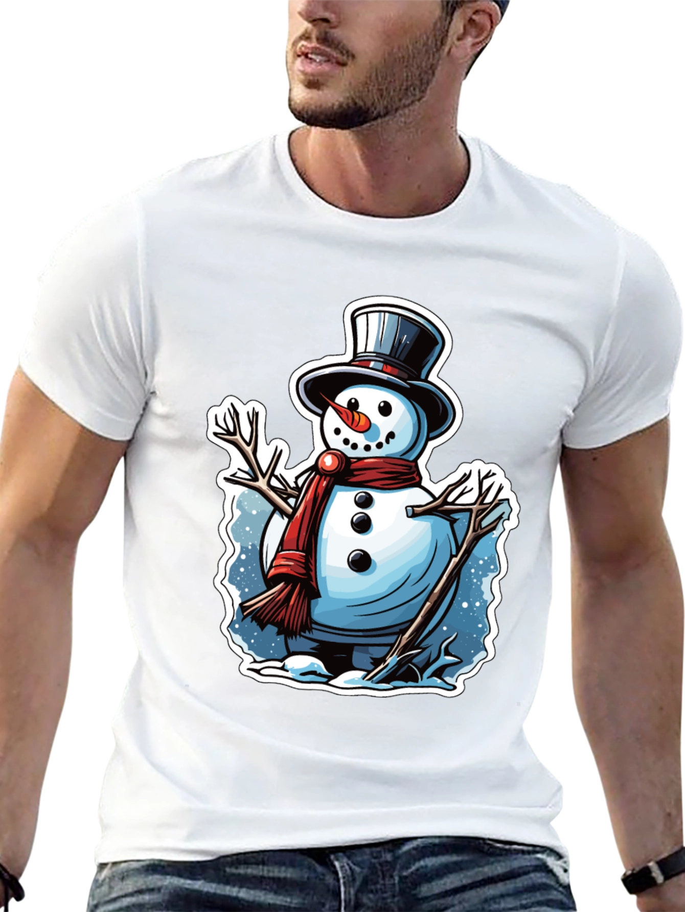 Black Festive Snowman Graphic Tee view 13