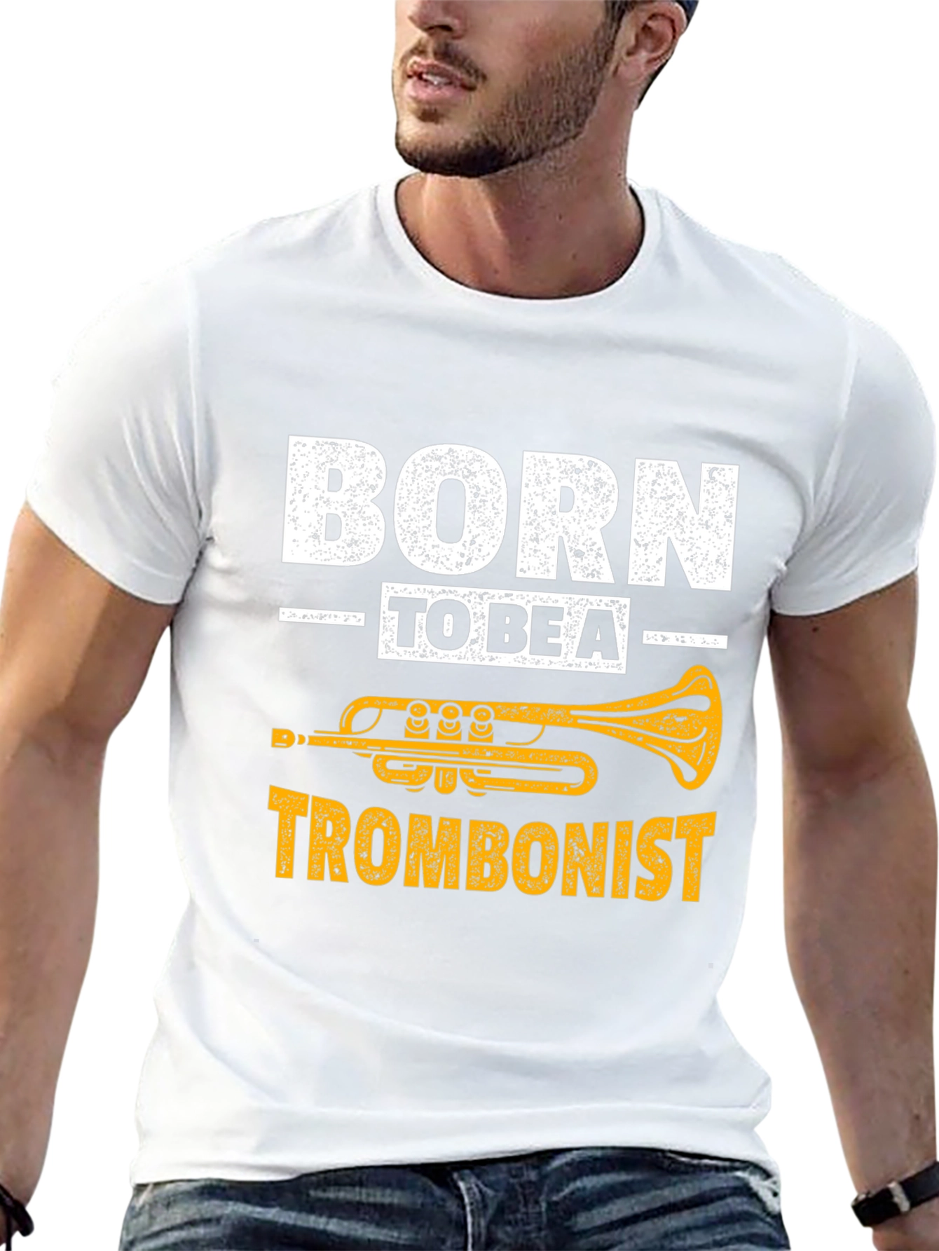Black Born to Be a Trombonist Graphic T-Shirt view 13