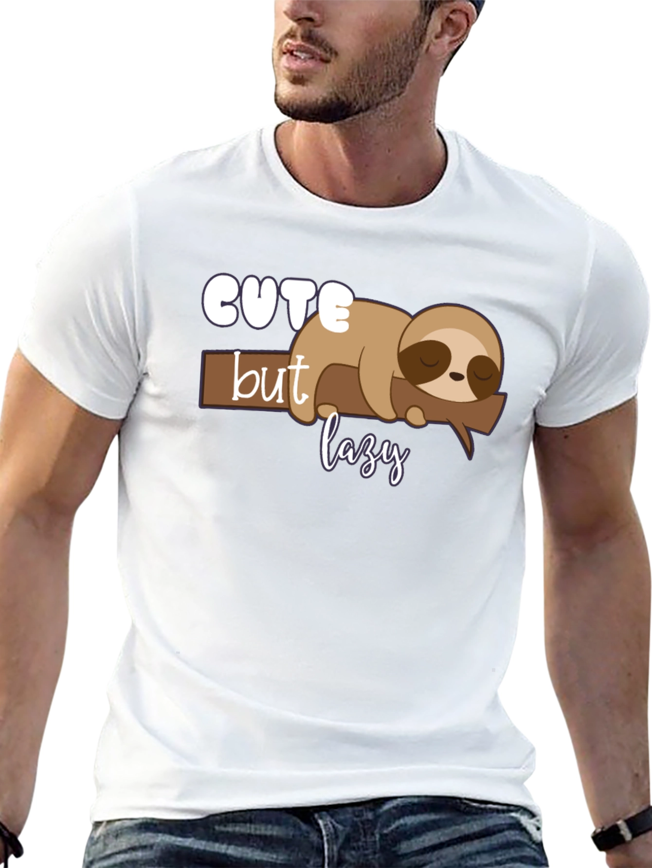 Black Cute But Lazy Sloth Graphic Tee view 13