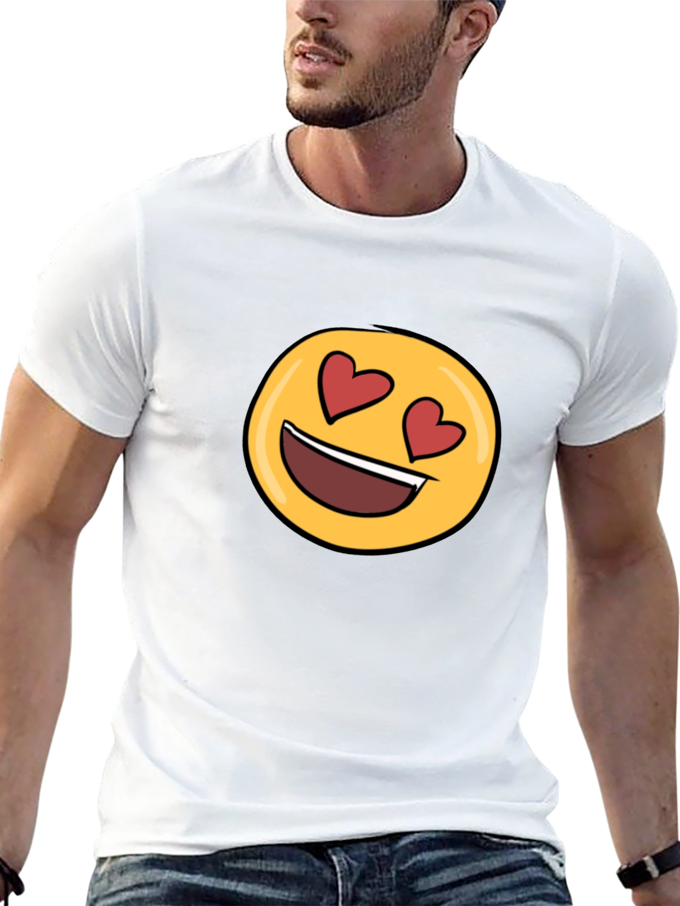 Black Emoji Heart Eyes Black T-Shirt - Express Your Love! view 13