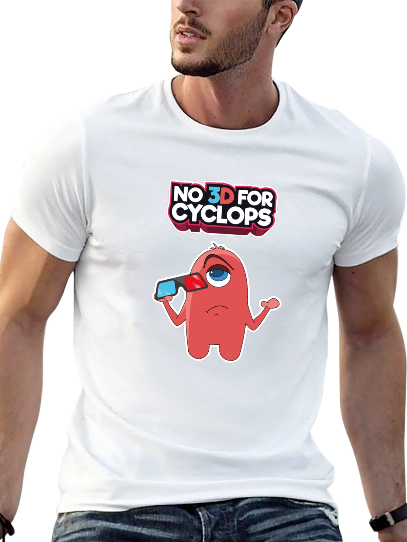 Black No 3D for Cyclops Funny Graphic Tee view 13