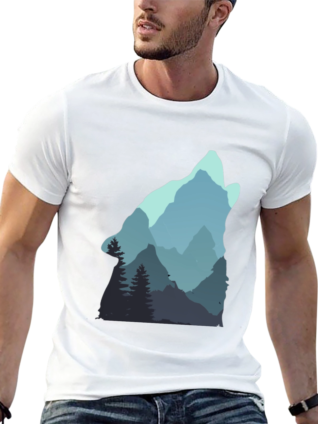 Black Nature Wolf Graphic Tee - Men's Black T-Shirt view 13