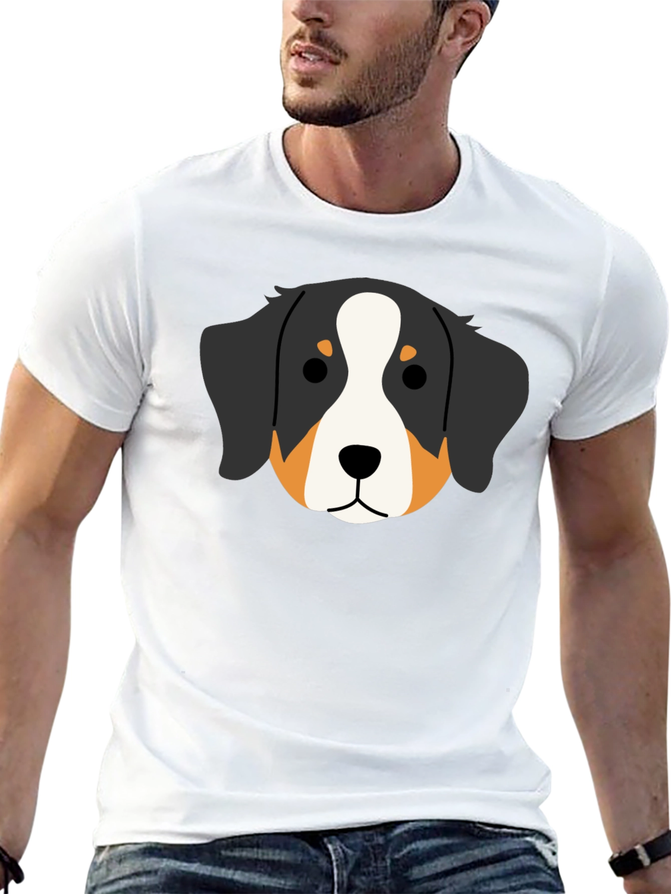 Black Bernese Mountain Dog Head Graphic Tee - Black view 13