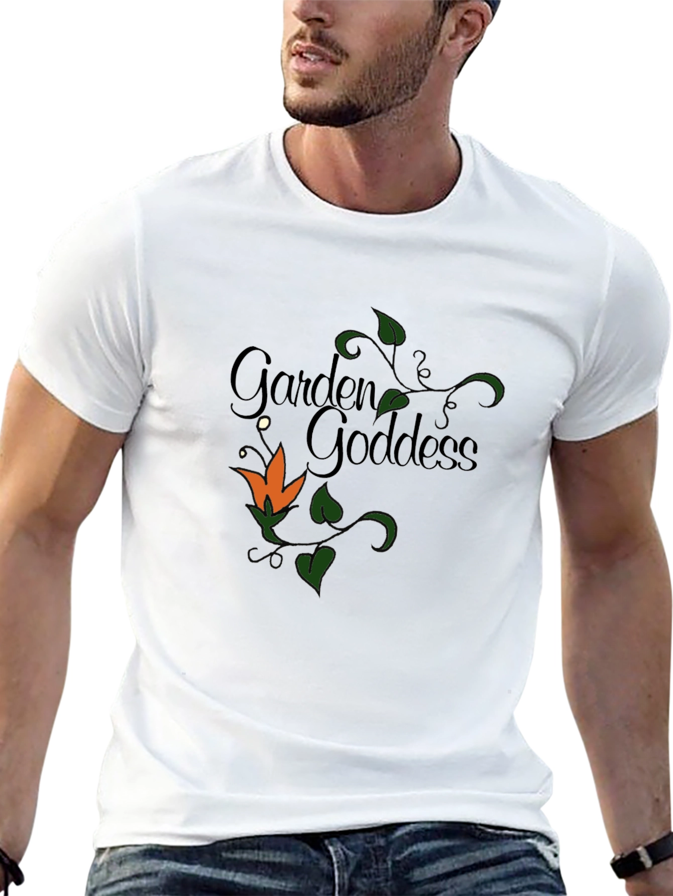 Black Garden Goddess T-Shirt - Floral Design view 13