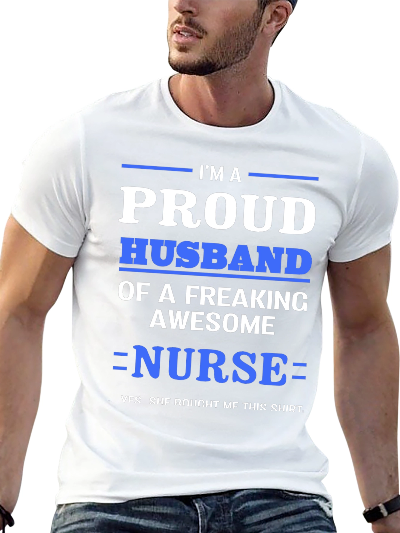 Black Proud Husband of a Nurse Graphic T-Shirt view 13