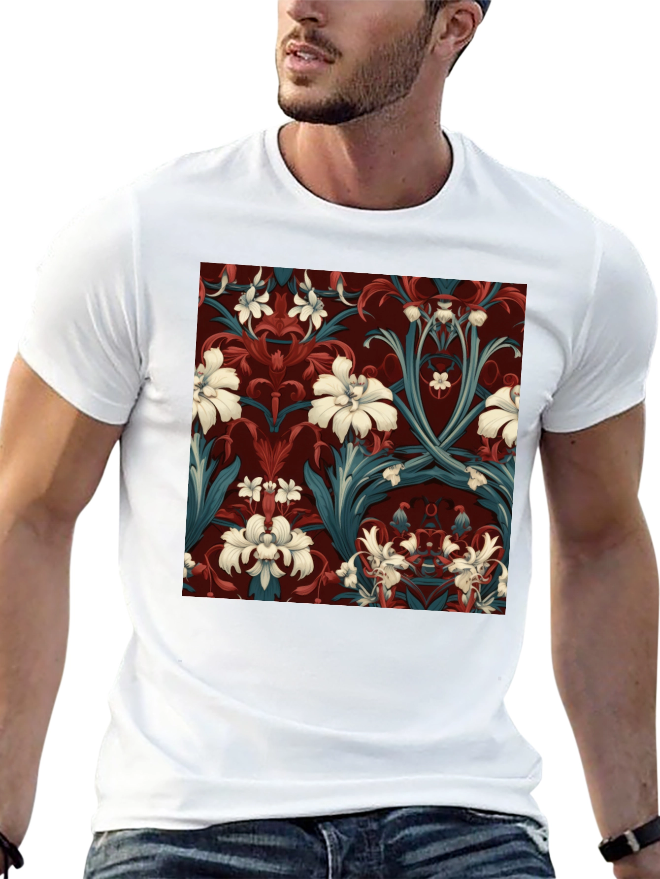 Black Floral Pattern Print T-Shirt view 13