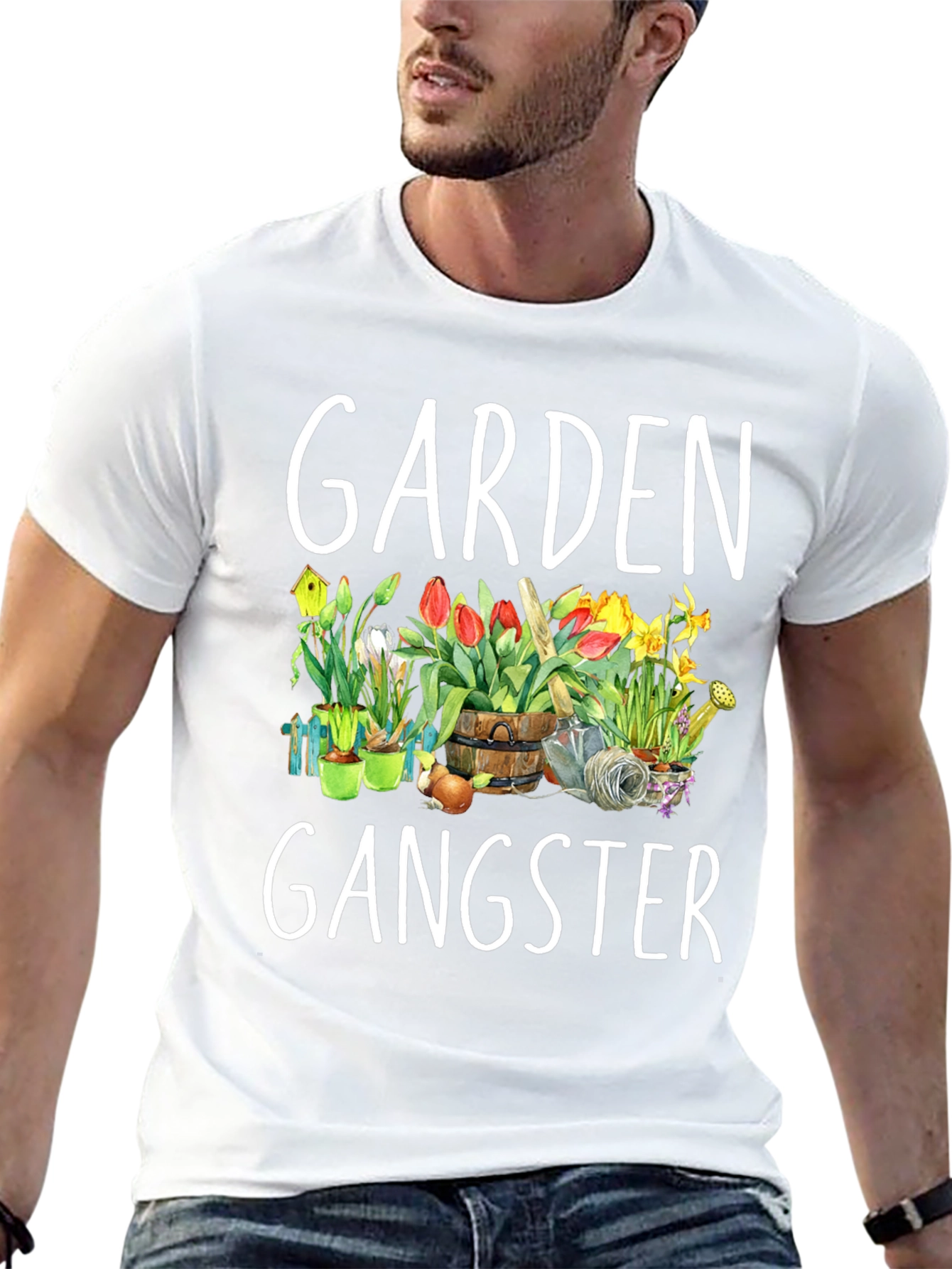 Black Garden Gangster T-Shirt - Floral Design view 13