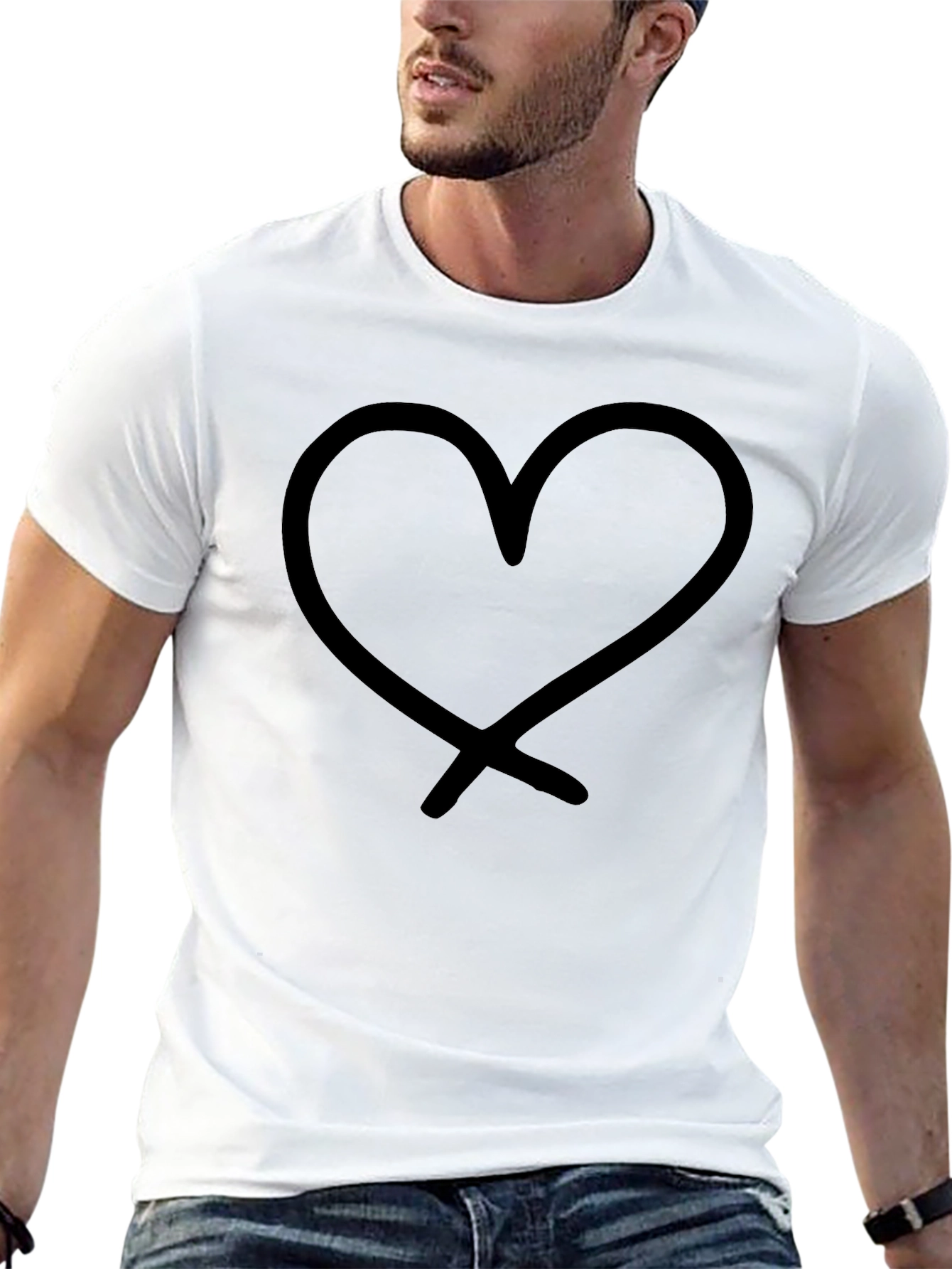 Black Heart Graphic Black T-Shirt - Stylish Casual Wear view 13