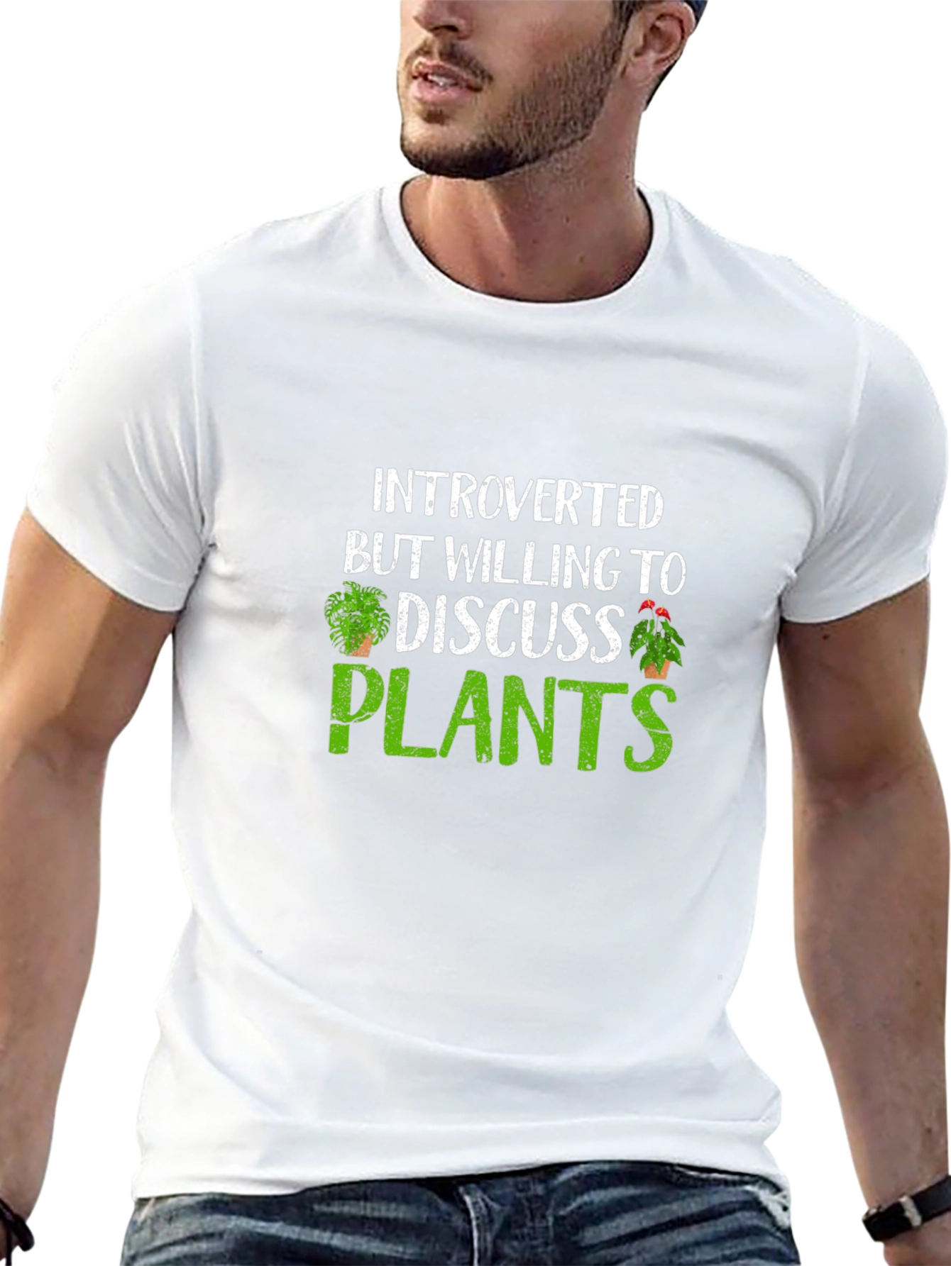 Black Introverted Plants T-Shirt view 13