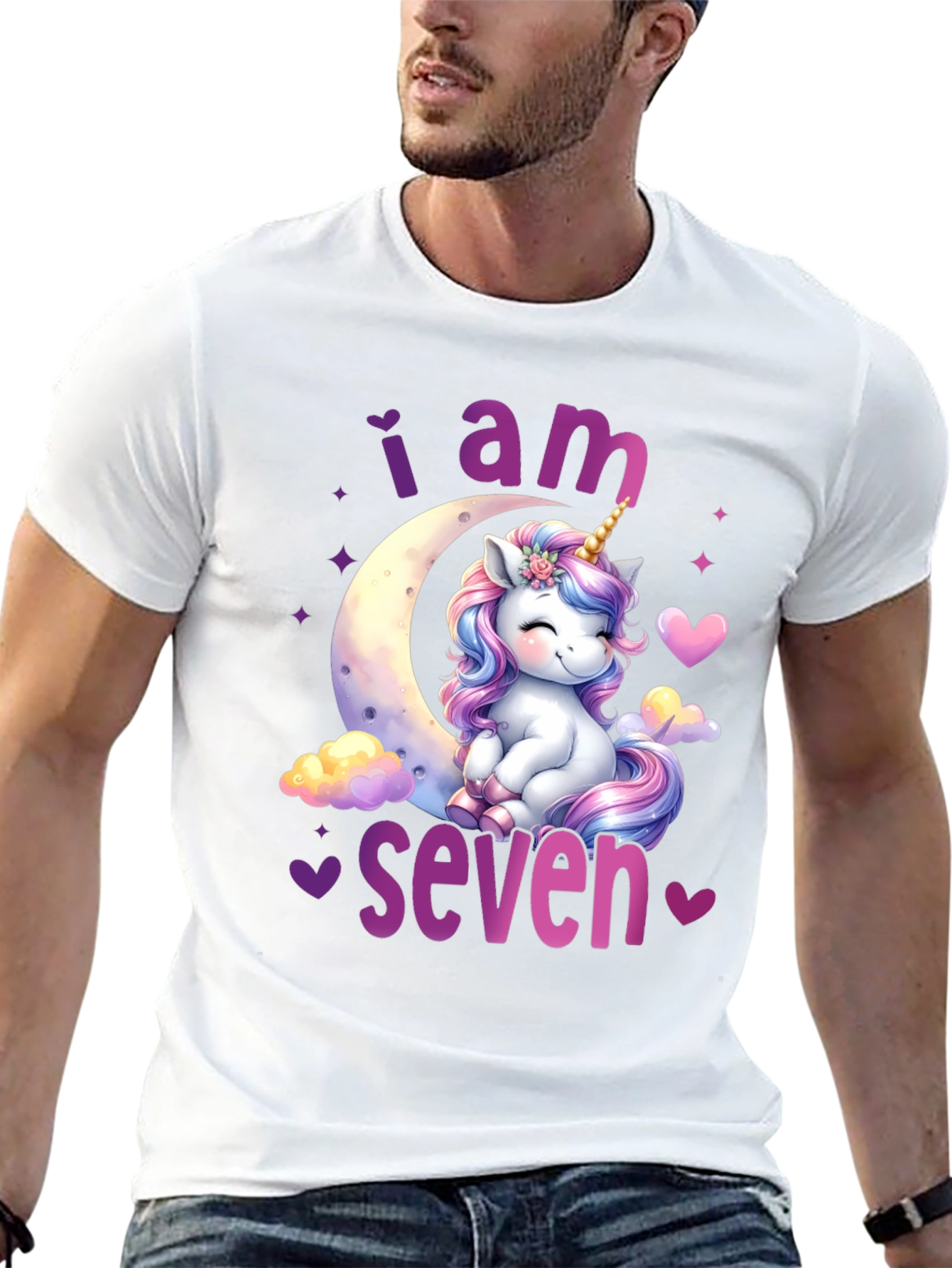 Black 7th Birthday Unicorn T-Shirt view 13