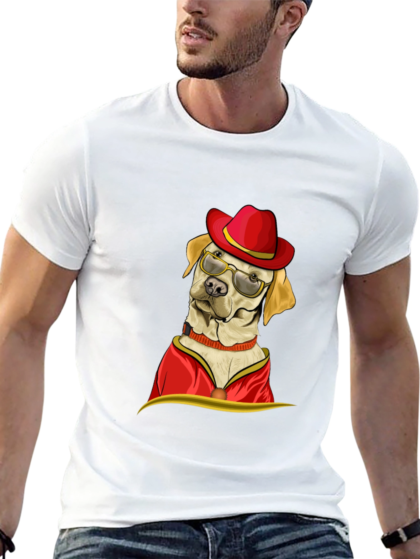 Black Dog with Hat and Glasses T-Shirt view 13