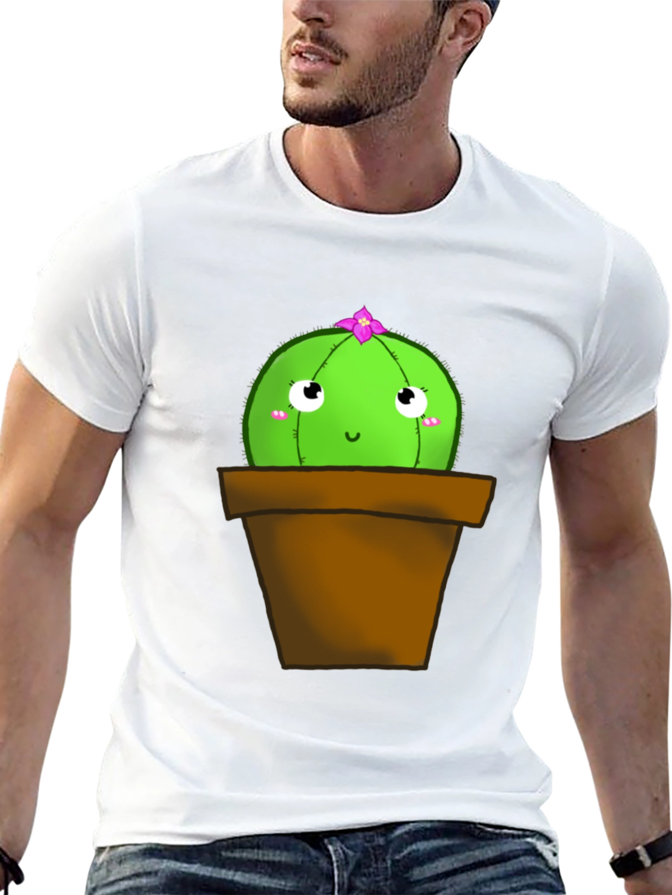 Black Cute Cactus T-Shirt - Potted Plant Graphic Tee view 13