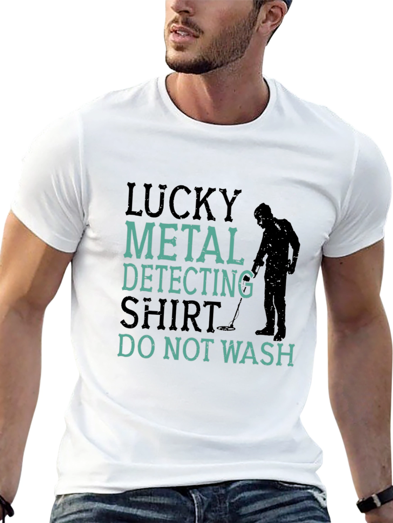 Black Lucky Metal Detecting Shirt - Funny Hobby Tee view 13